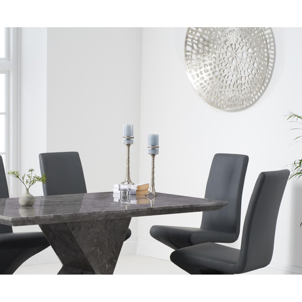 Aaron 160cm Grey Marble Dining Table With 8 Ivory White Hampstead Dining Chairs – image 2