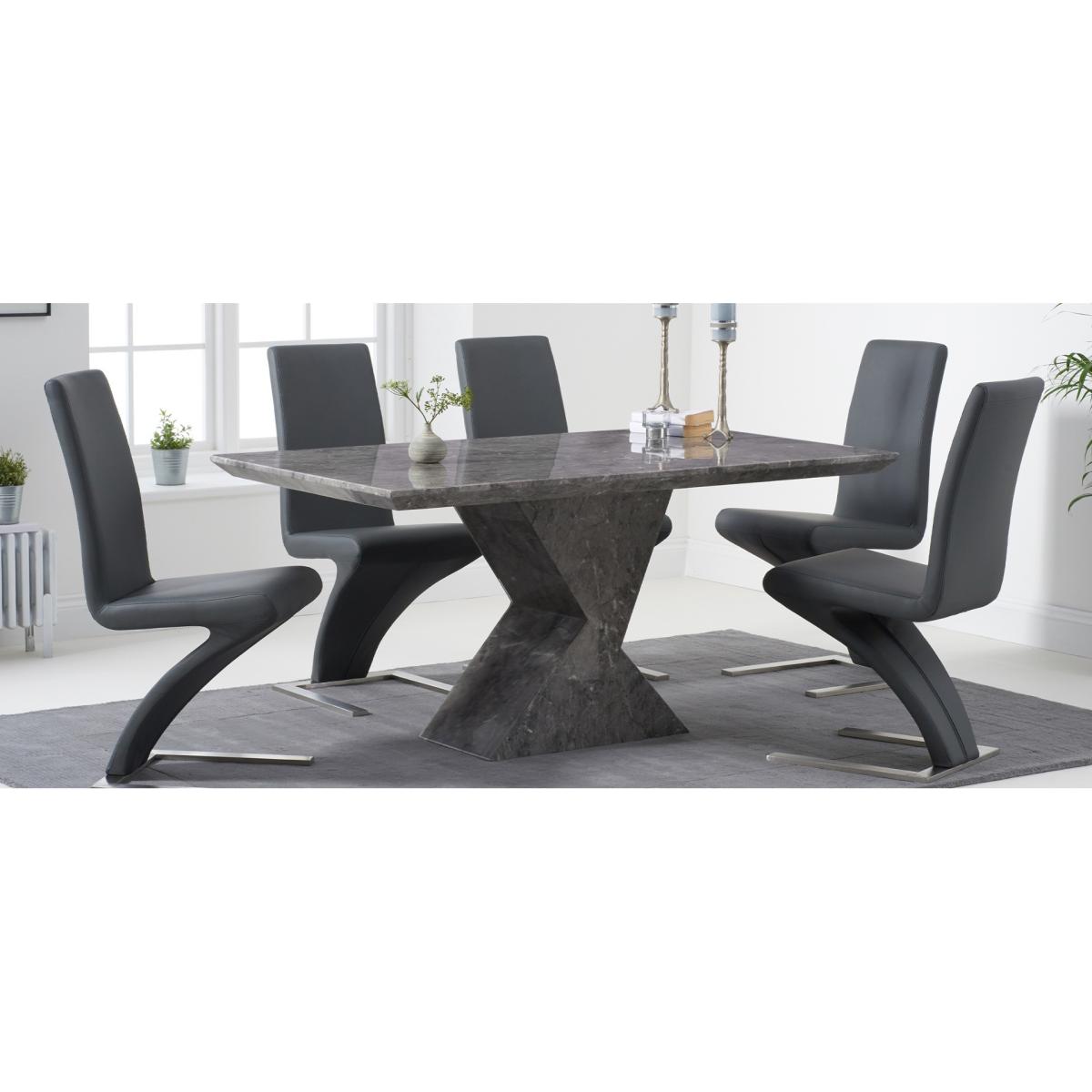Aaron 160cm Grey Marble Dining Table With 8 Ivory White Hampstead Dining Chairs – image 20