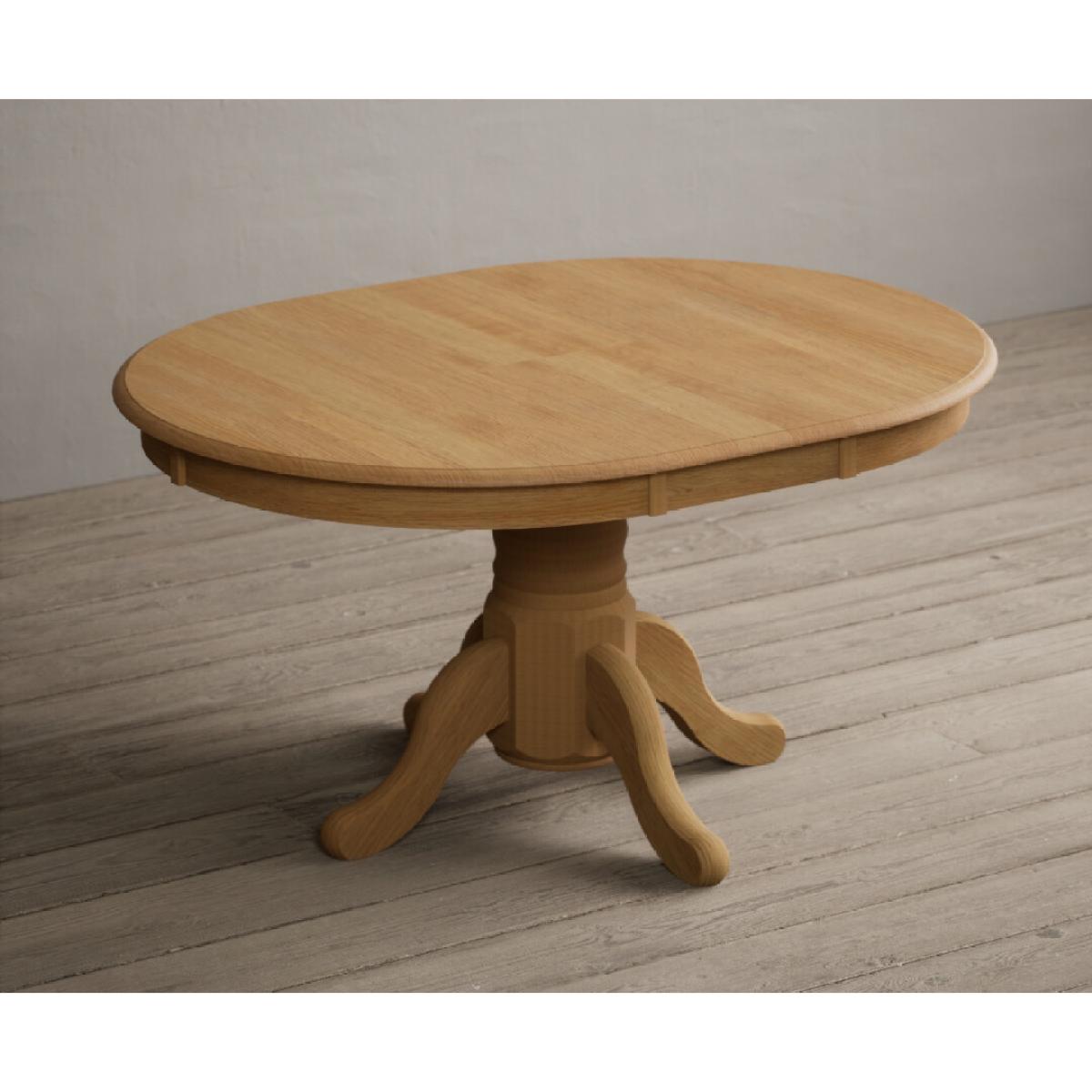 Extending Hertford 100cm - 130cm Solid Oak Pedestal Dining Table With 6 Light Grey Flow Back Chairs – image 19