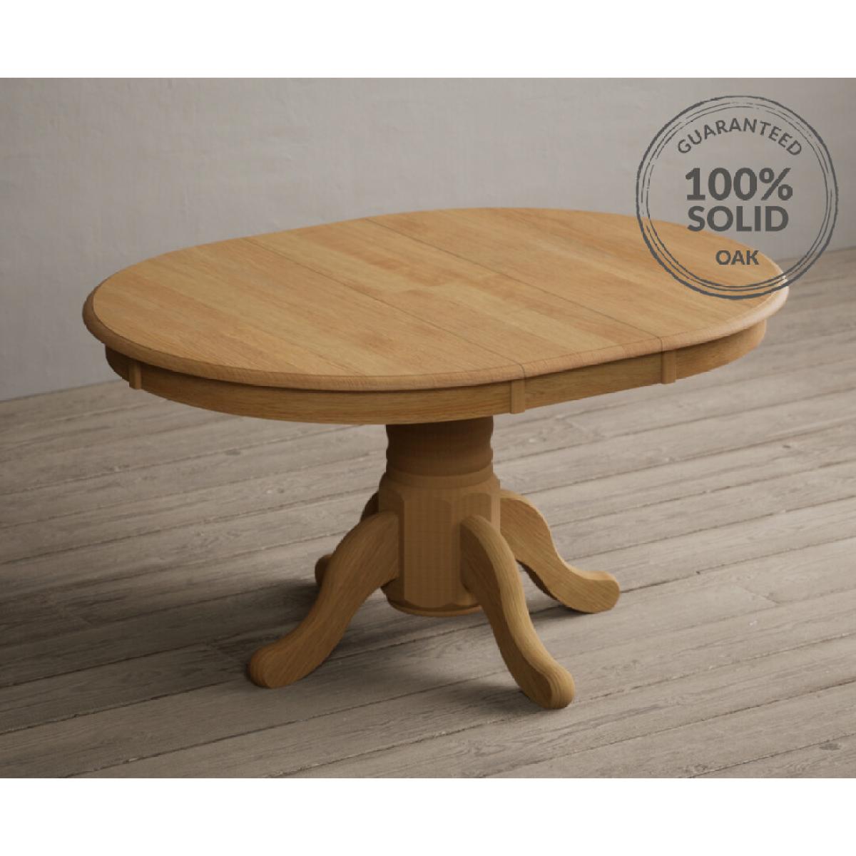 Extending Hertford 100cm - 130cm Solid Oak Pedestal Dining Table With 6 Light Grey Flow Back Chairs – image 26