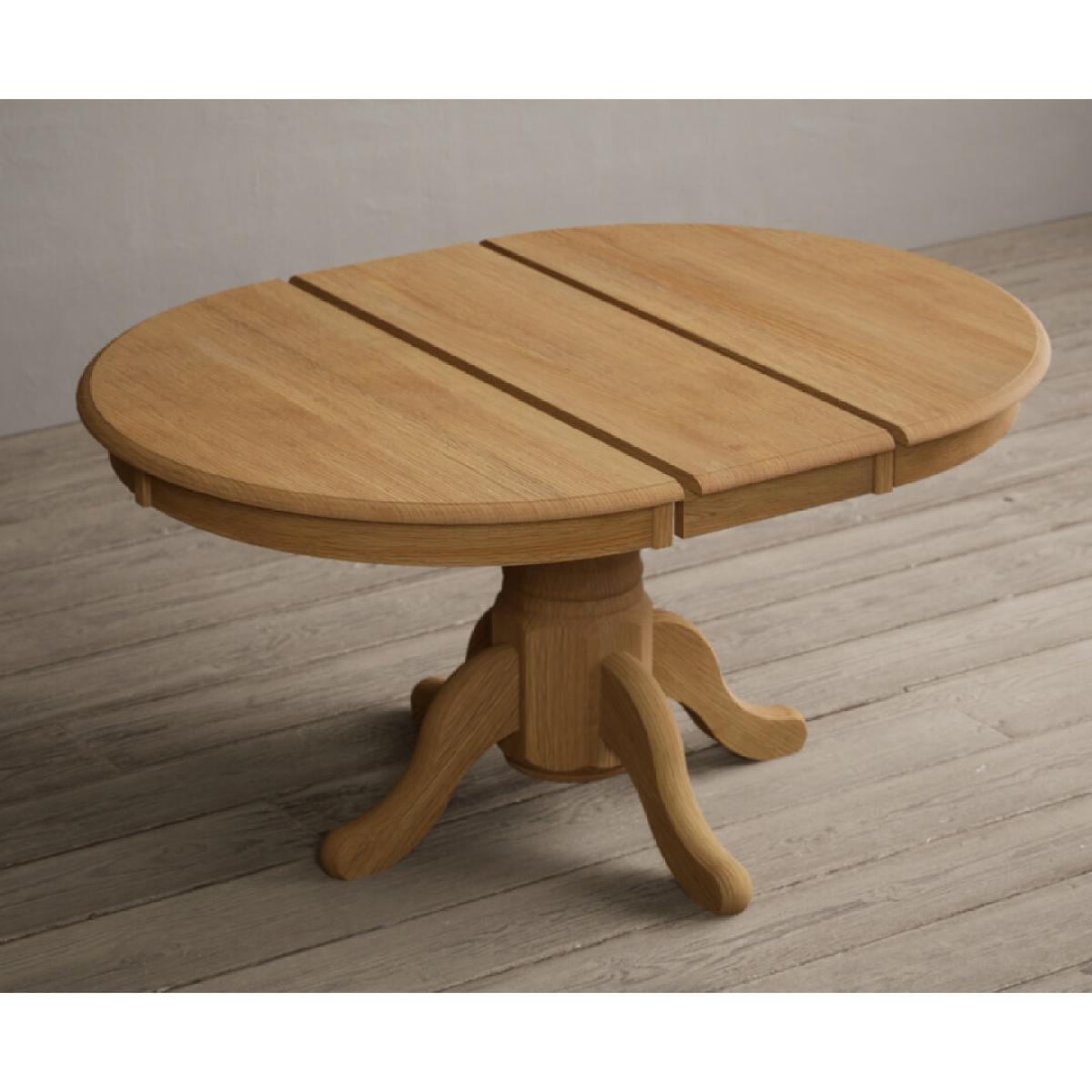 Extending Hertford 100cm - 130cm Solid Oak Pedestal Dining Table With 6 Light Grey Flow Back Chairs – image 28