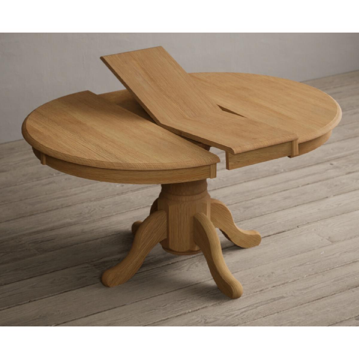 Extending Hertford 100cm - 130cm Solid Oak Pedestal Dining Table With 6 Light Grey Flow Back Chairs – image 29