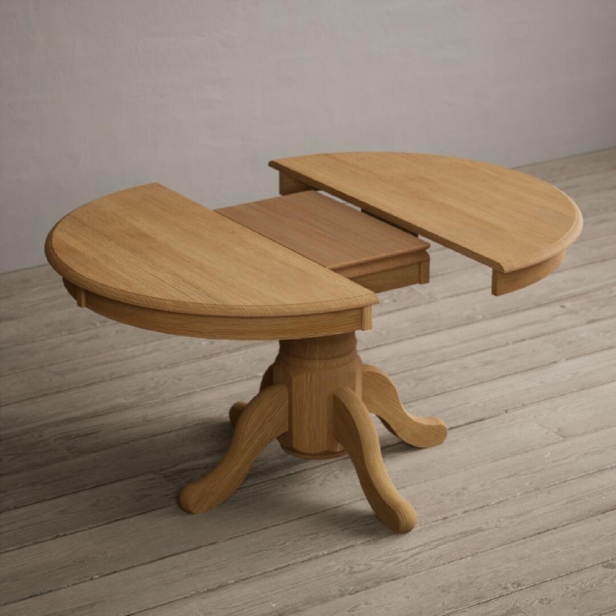 Extending Hertford 100cm - 130cm Solid Oak Pedestal Dining Table With 6 Light Grey Flow Back Chairs – image 30