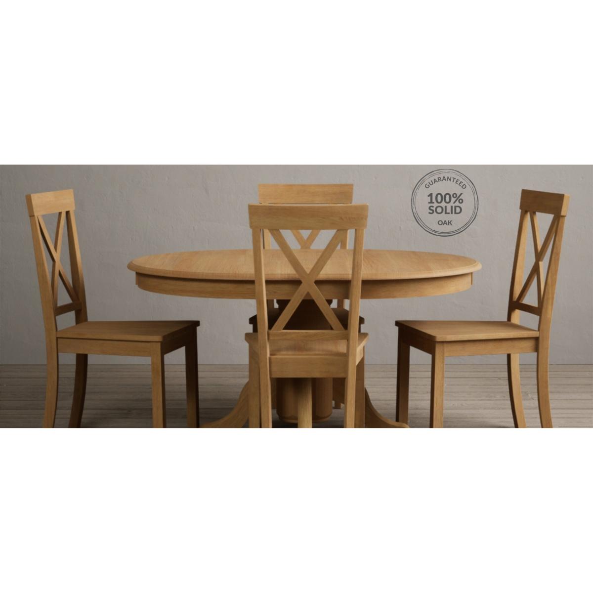 Extending Hertford 100cm - 130cm Solid Oak Pedestal Dining Table With 6 Light Grey Flow Back Chairs – image 35