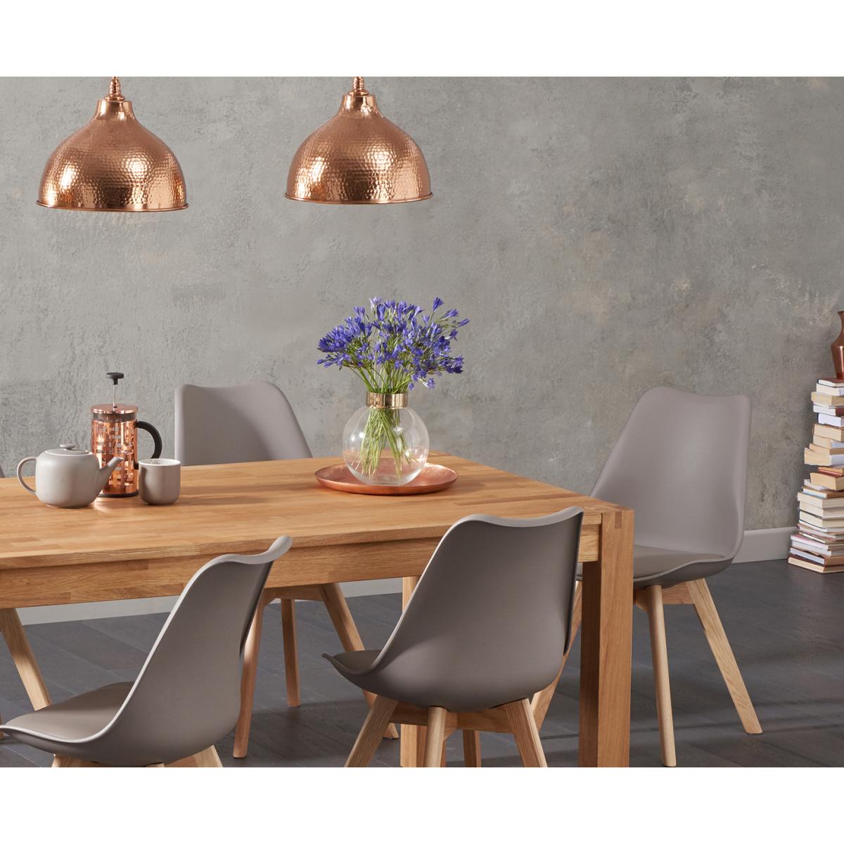 Verona 150cm Solid Oak Dining Table With 6 Mink Orson Faux Leather Chairs – image 2