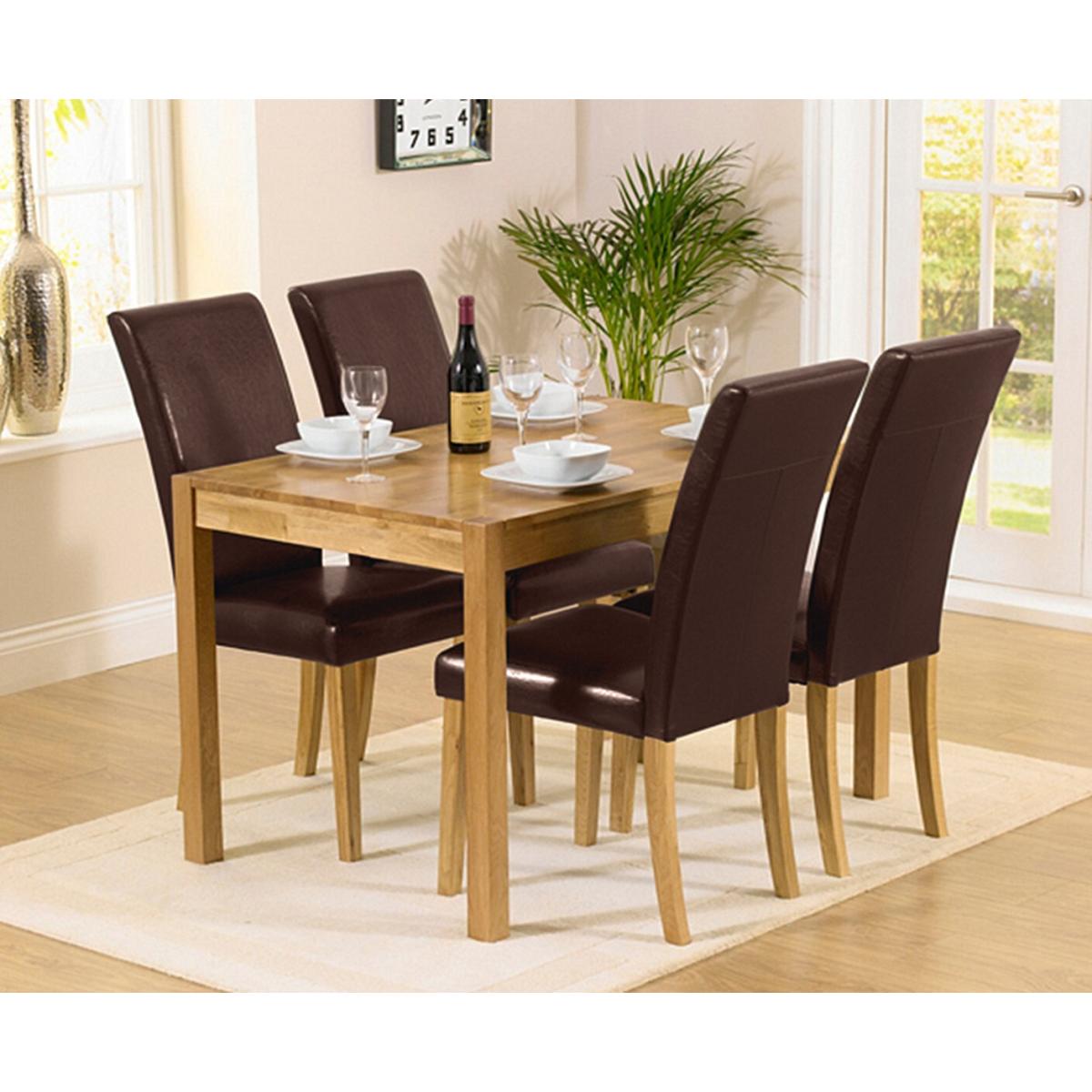 York 120cm Solid Oak Dining Table With 4 Cream Olivia Chairs – image 2