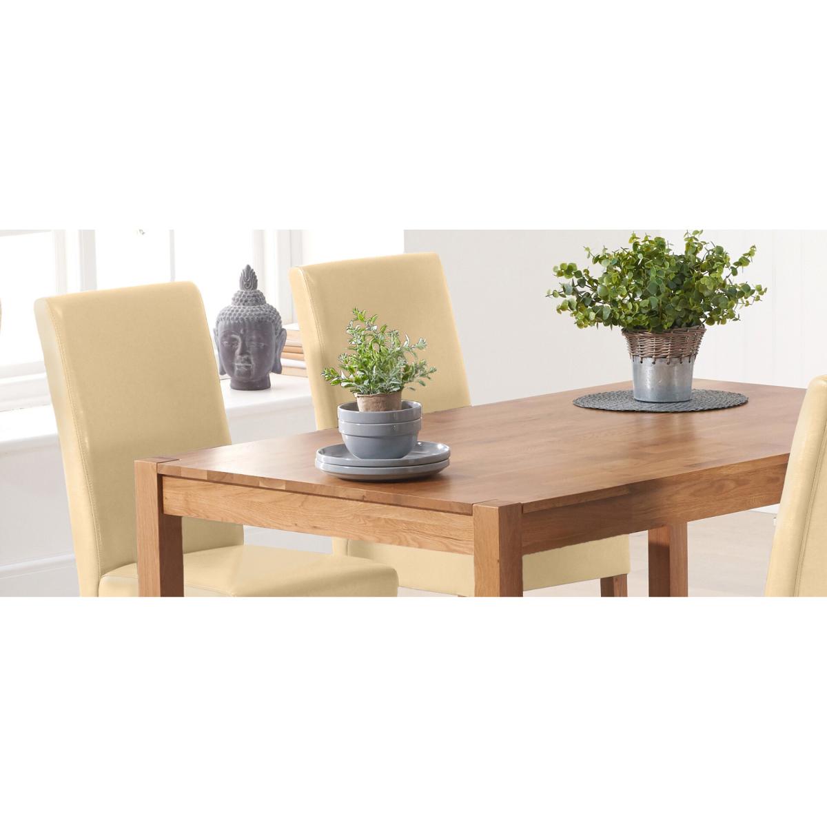 York 120cm Solid Oak Dining Table With 4 Cream Olivia Chairs – image 21