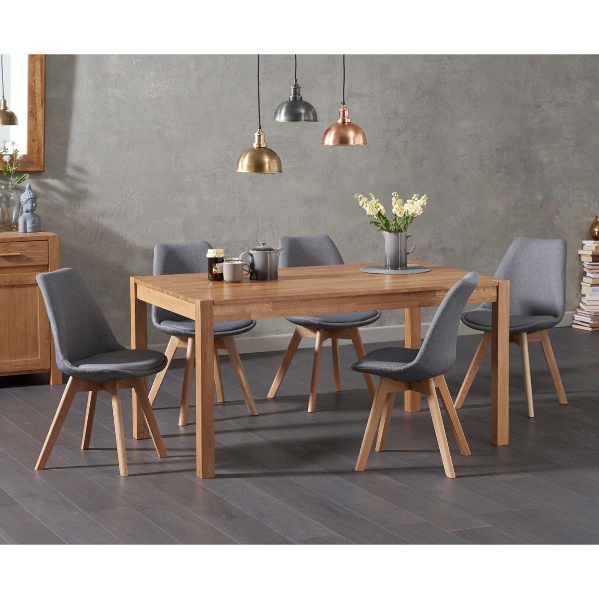 Oxford Solid Oak 150cm Dining Table with 8 Dark Grey Orson Chairs – image 2
