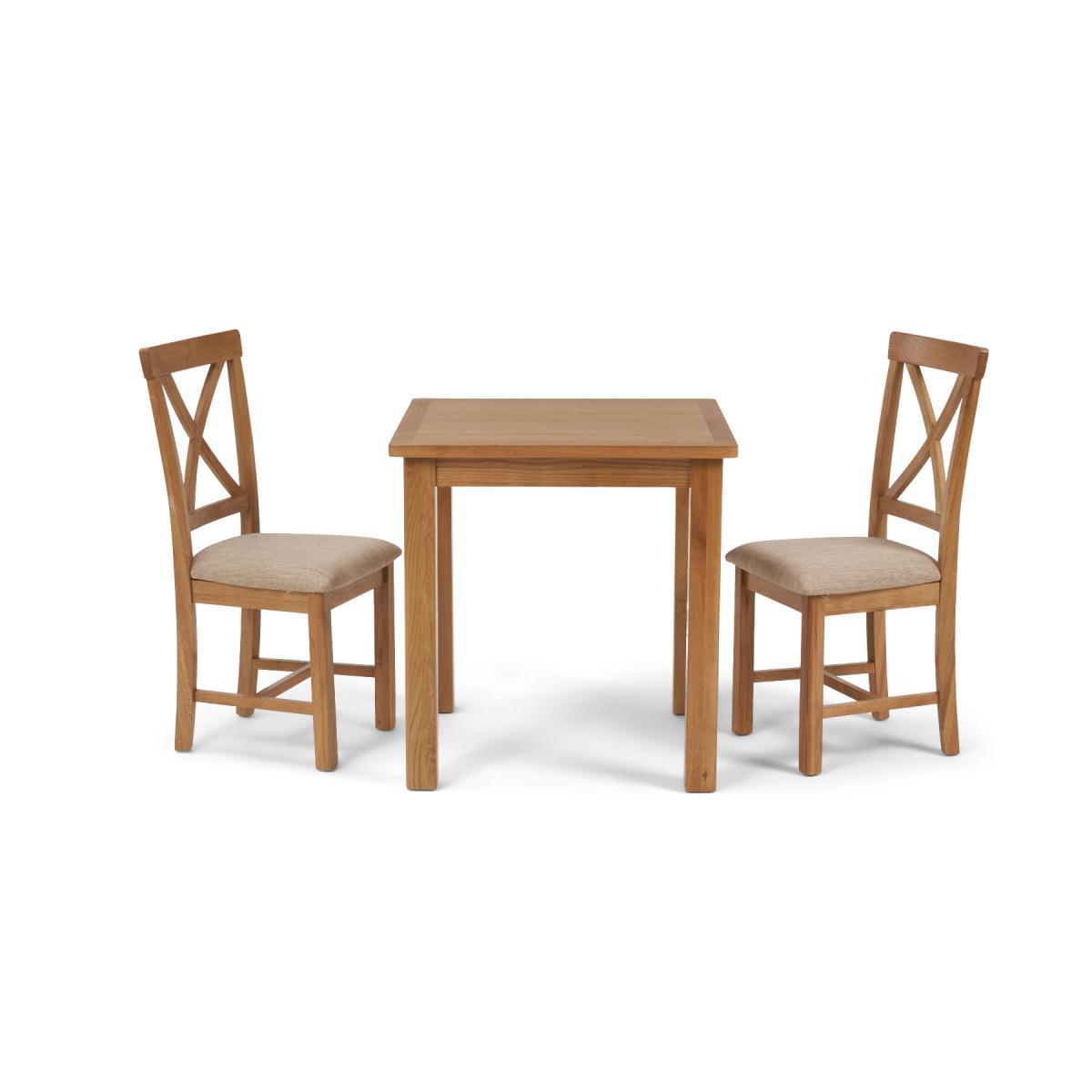 Noah Square Dining Table with Cross Back Chairs - Oak, 2 Chairs – image 2
