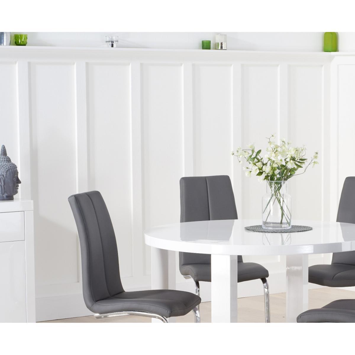 Atlanta 120cm White High Gloss Round Dining Table with Tarin Chairs – image 2
