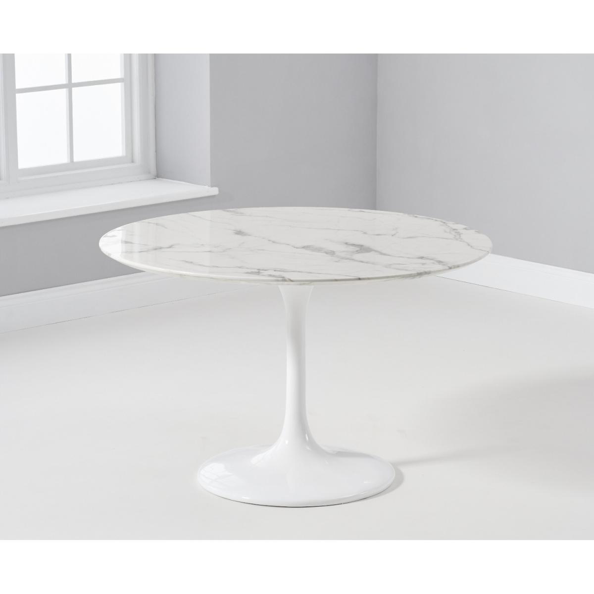 Brighton 120cm Round Marble White Dining Table with 2 Cream Enzo Chairs – image 12
