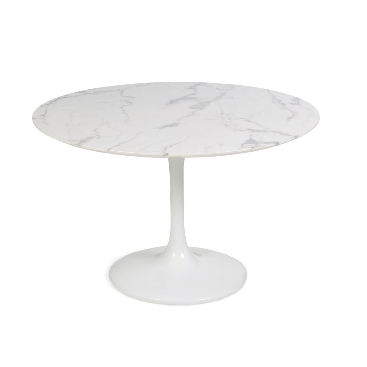 Brighton 120cm Round Marble White Dining Table with 2 Cream Enzo Chairs – image 14
