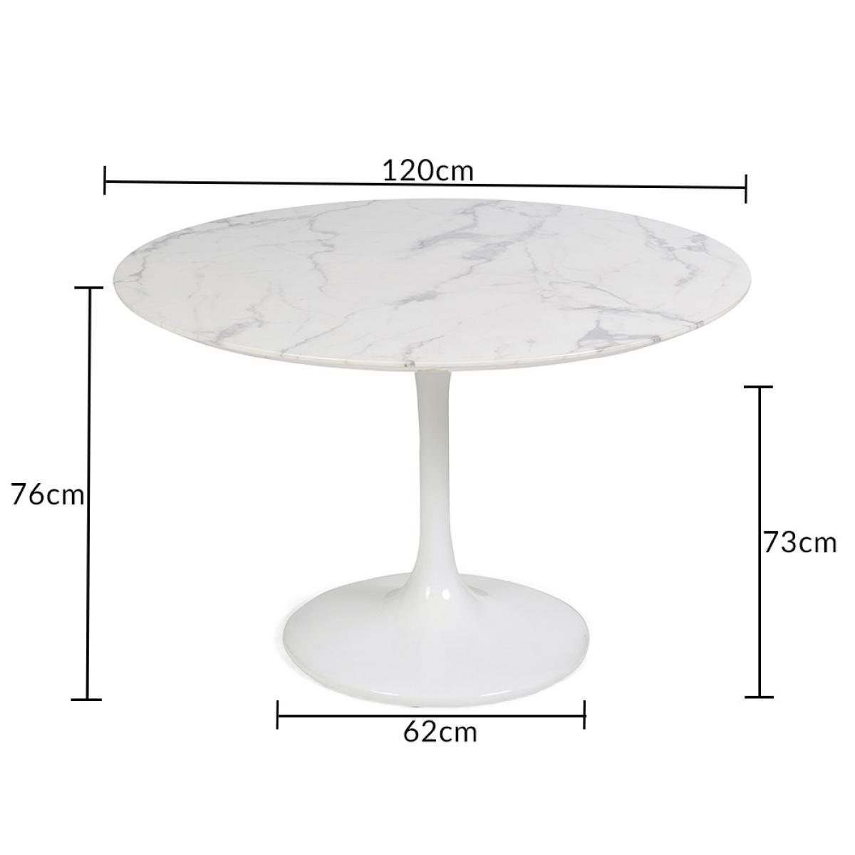 Brighton 120cm Round Marble White Dining Table with 2 Cream Enzo Chairs – image 20