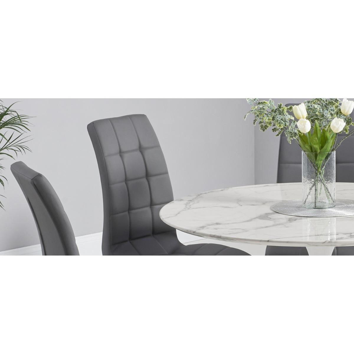 Brighton 120cm Round Marble White Dining Table with 2 Cream Enzo Chairs – image 8