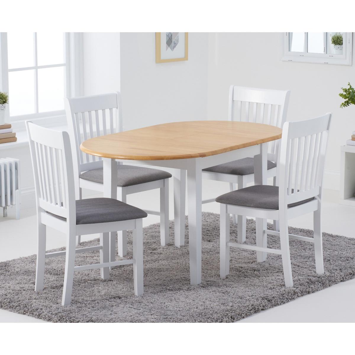 Amalfi Oak and White Extending Table with Chairs with Fabric Seats - White, 2 Chairs – image 2