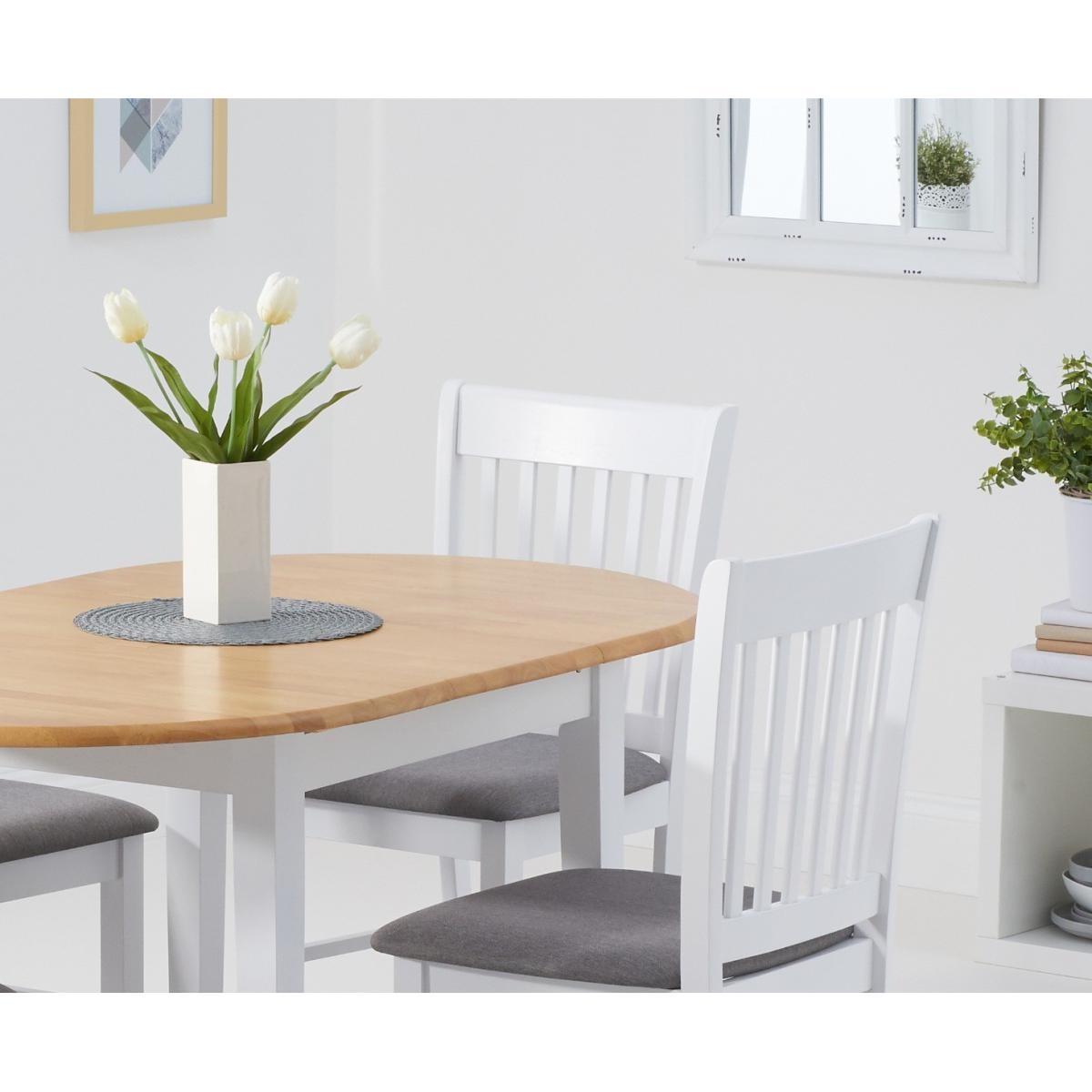 Amalfi Oak and White Extending Table with Chairs with Fabric Seats - White, 2 Chairs – image 3