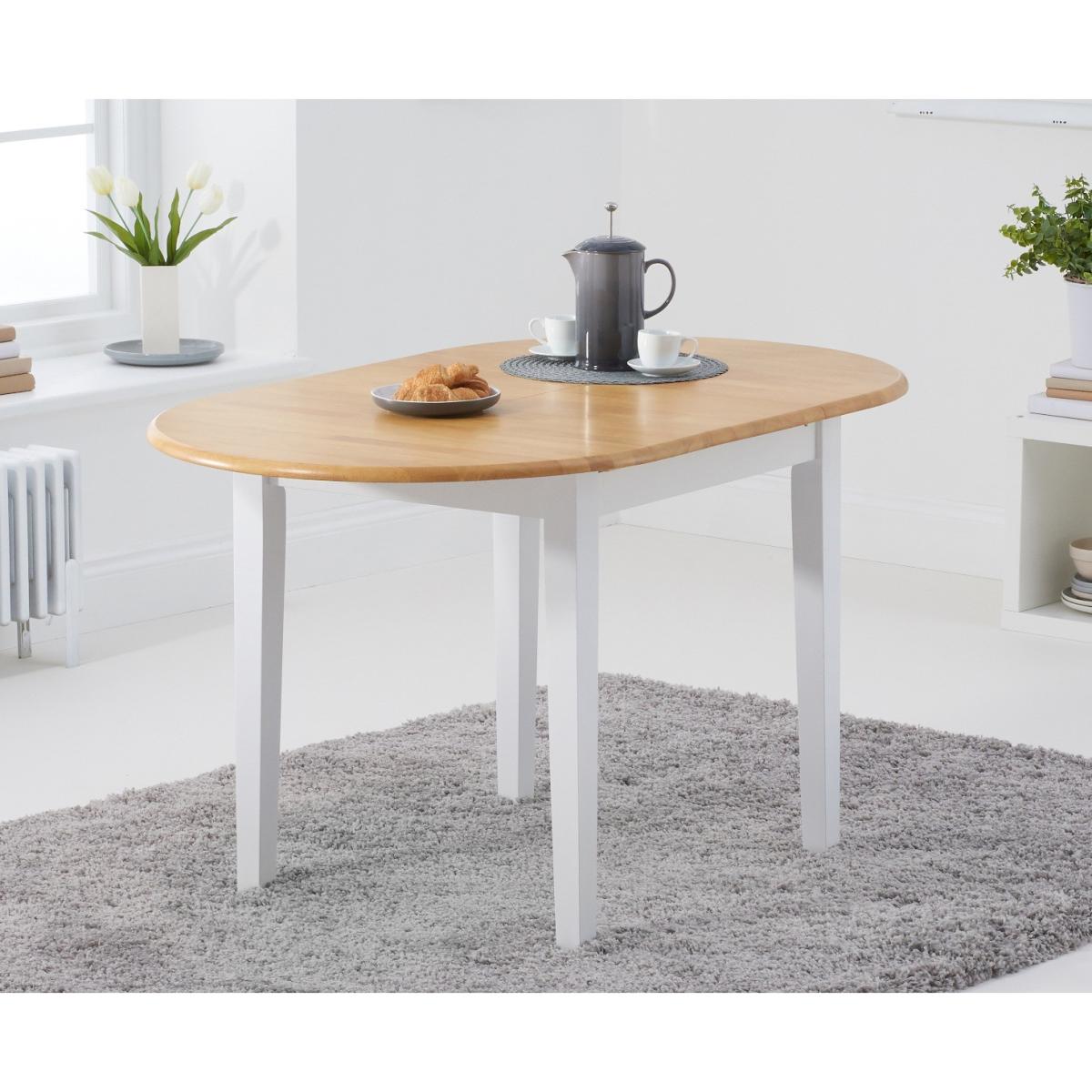 Amalfi Oak and White Extending Table with Chairs with Fabric Seats - White, 2 Chairs – image 4