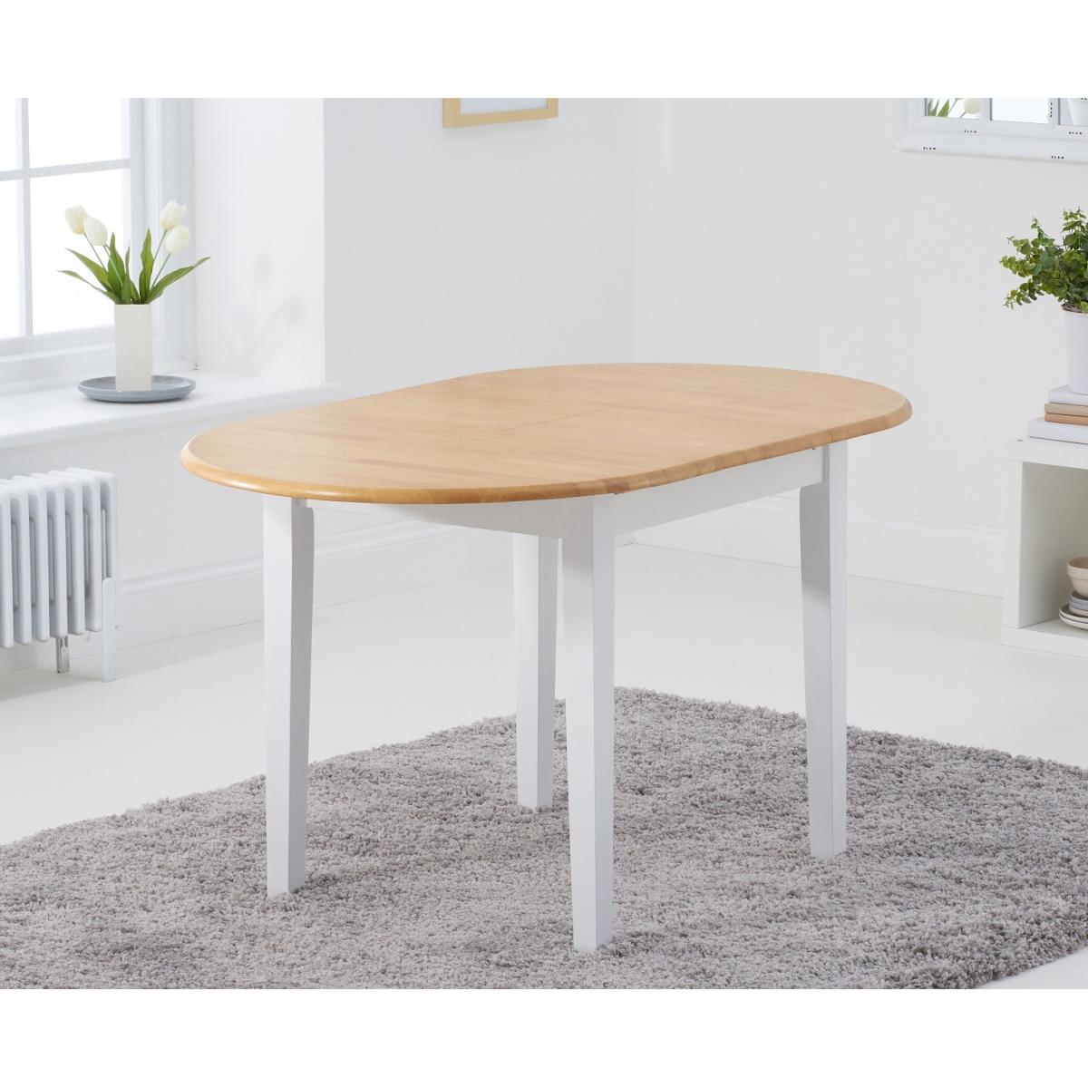 Amalfi Oak and White Extending Table with Chairs with Fabric Seats - White, 2 Chairs – image 5