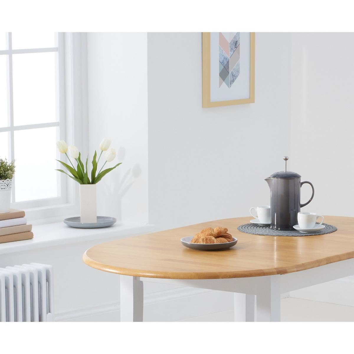 Amalfi Oak and White Extending Table with Chairs with Fabric Seats - White, 2 Chairs – image 6