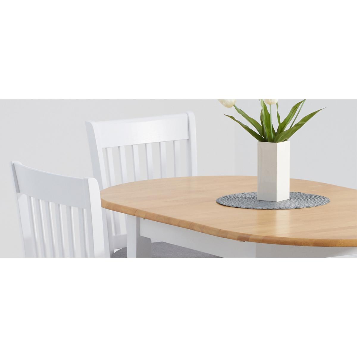 Amalfi Oak and White Extending Table with Chairs with Fabric Seats - White, 2 Chairs – image 8