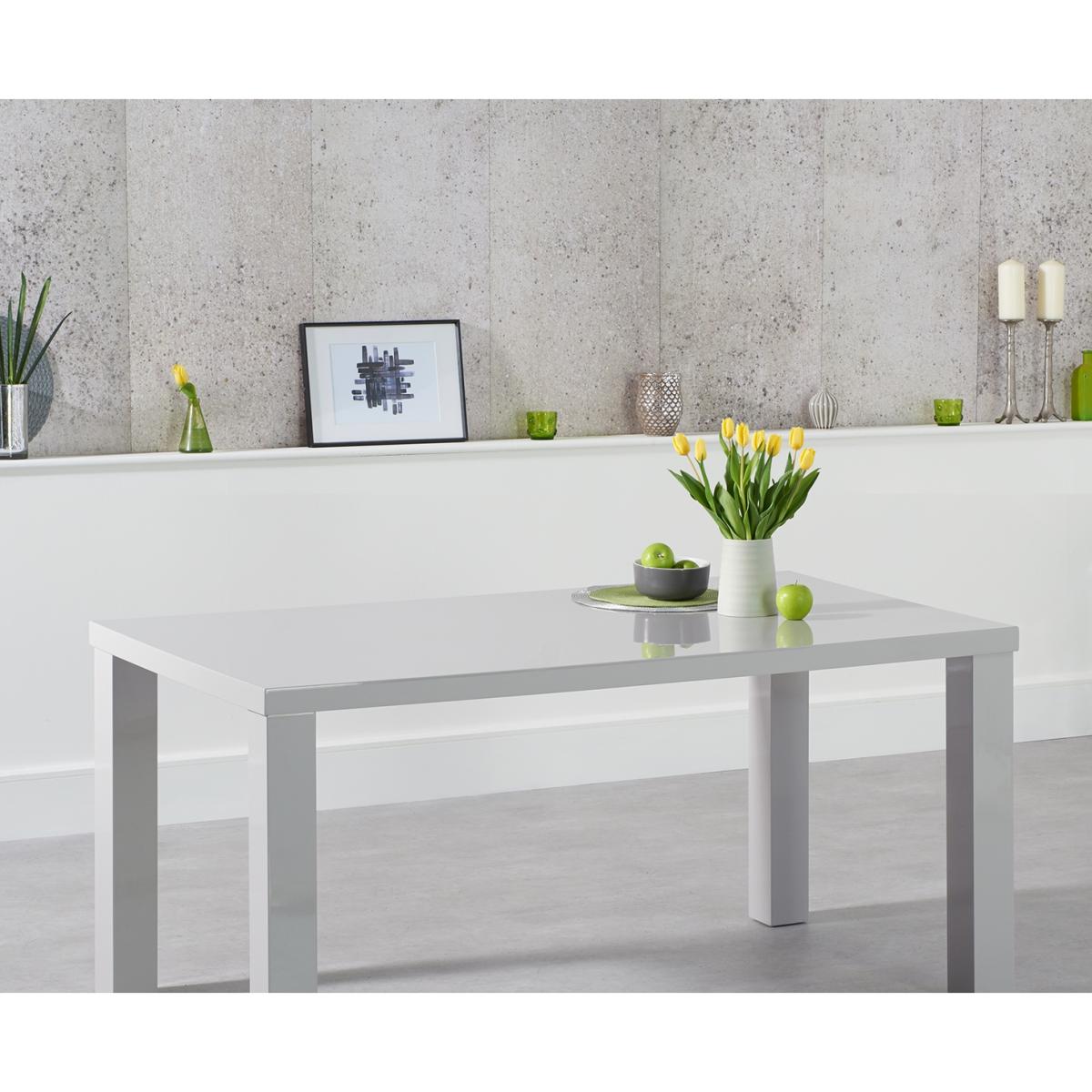 Atlanta 160cm Light Grey High Gloss Dining Table With 4 Grey Malaga Chairs – image 5