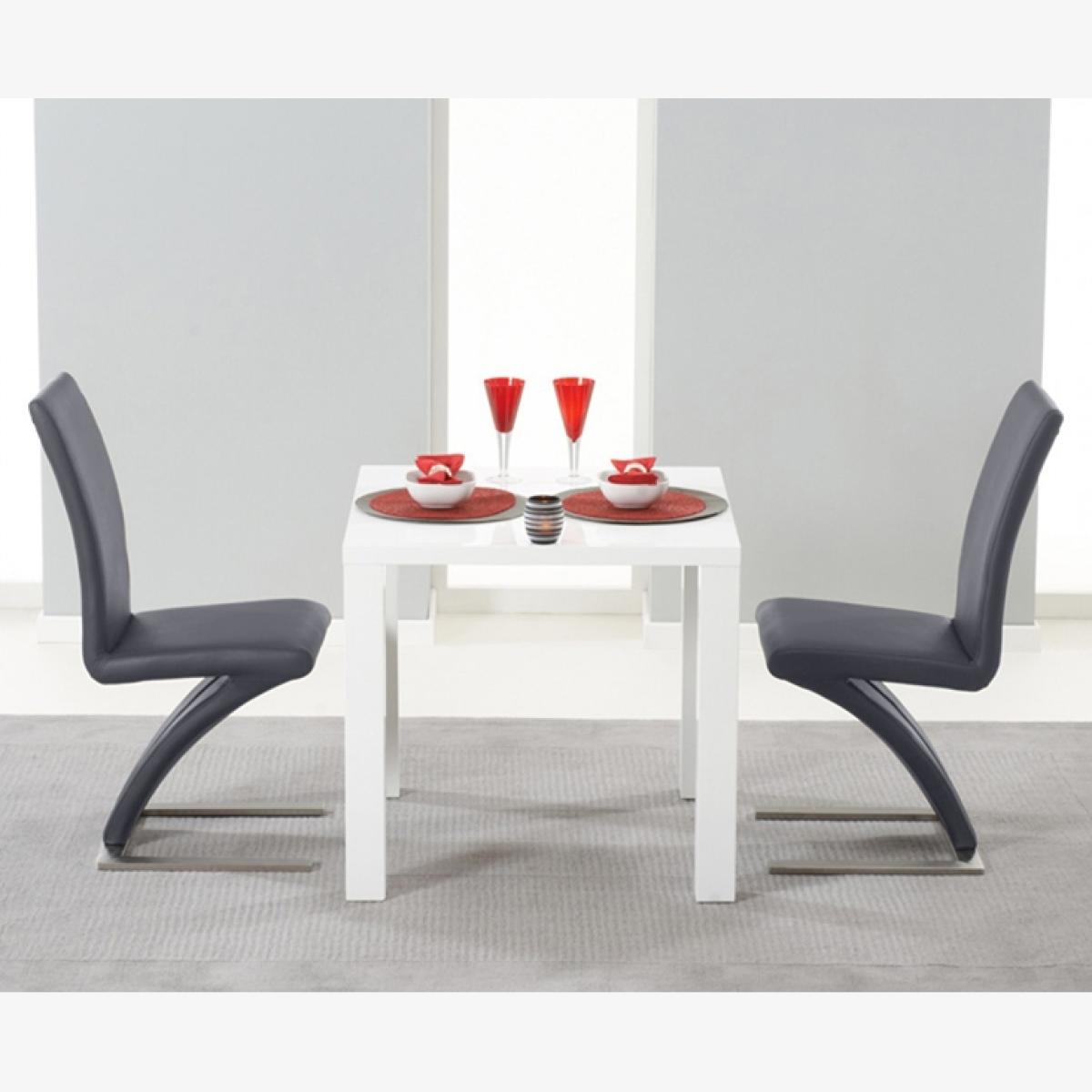 Atlanta 80cm White High Gloss Dining Table With 4 Grey Hampstead Z Chairs