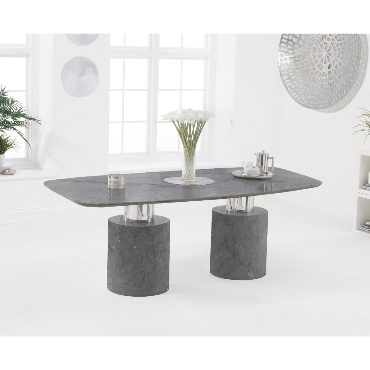 Antonio 180cm Grey Marble Table With 4 Grey Sienna Velvet Chairs – image 2
