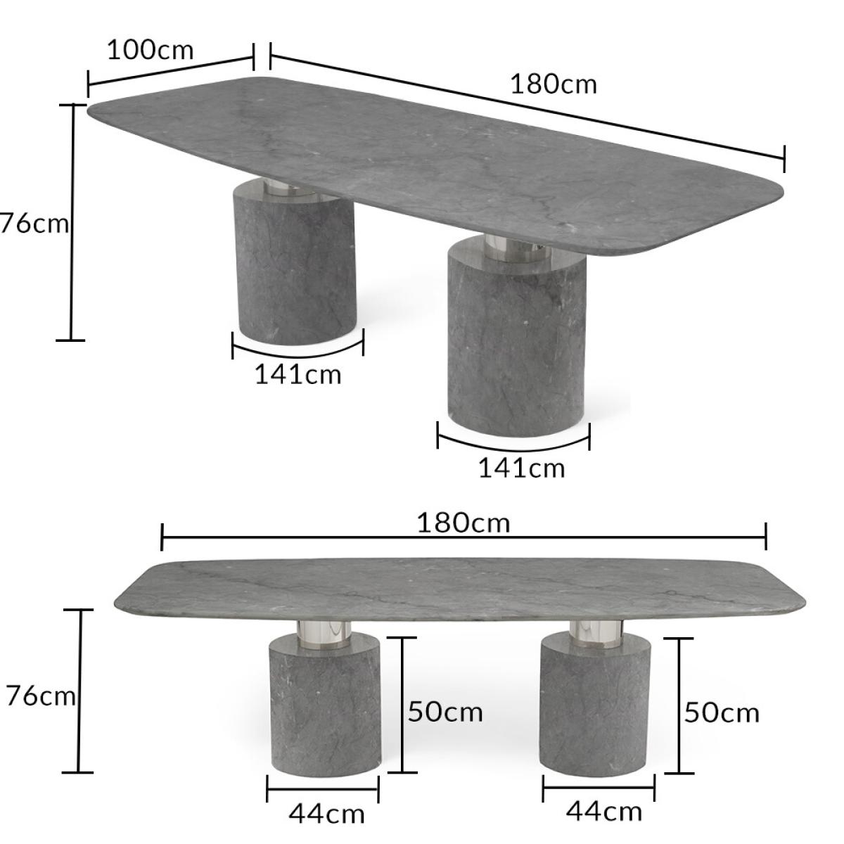 Antonio 180cm Grey Marble Table With 4 Grey Sienna Velvet Chairs – image 11