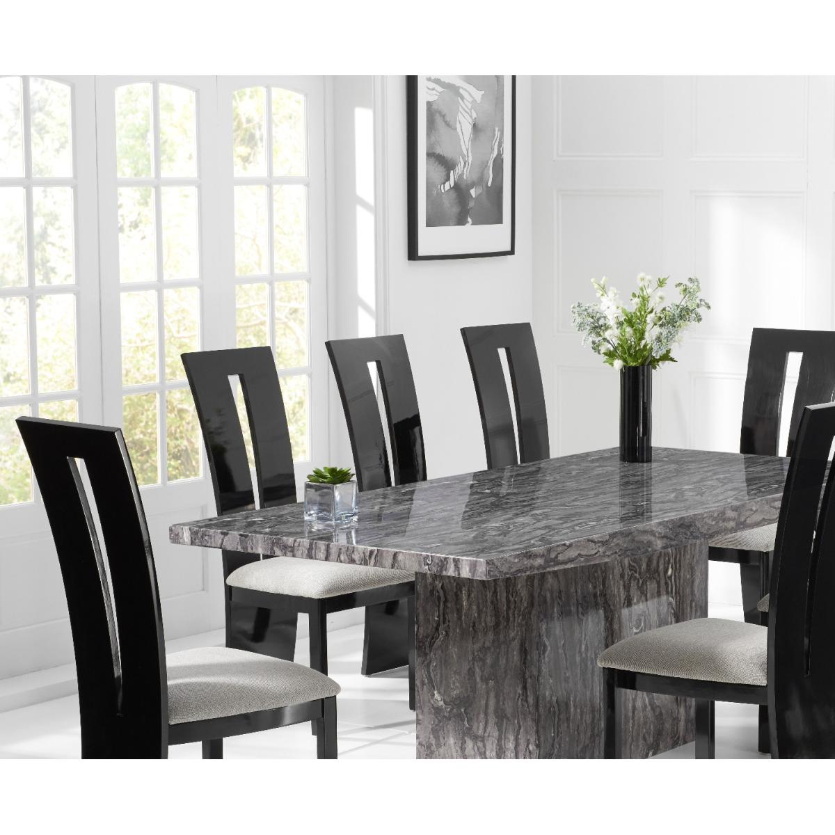 Crema 180cm Grey Marble Dining Table with Verbier Chairs – image 2