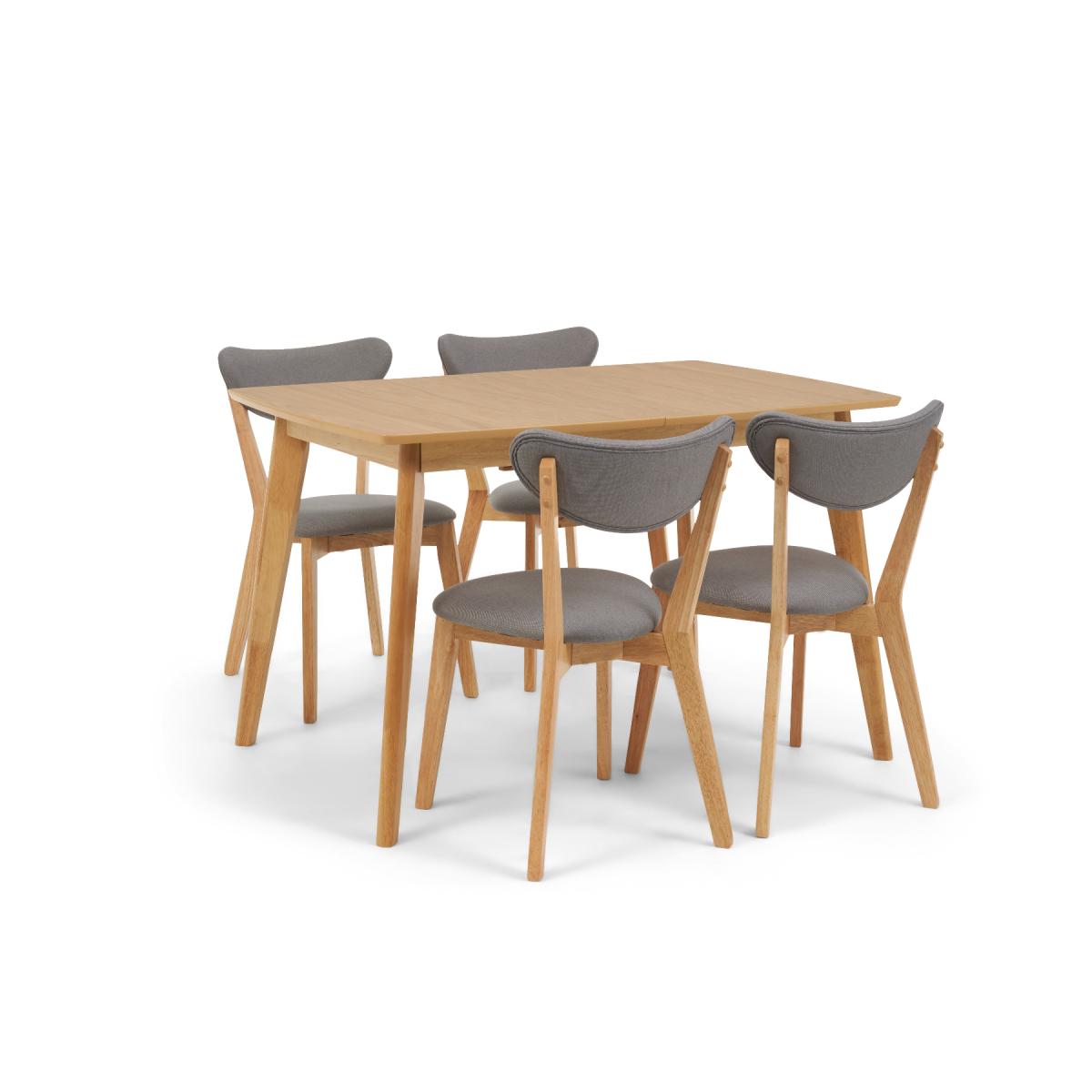 Sacha 120cm Extending Dining Table with Sacha Grey and Oak Cushion Seat Chairs - Oak and Grey, 4 Chairs – image 11
