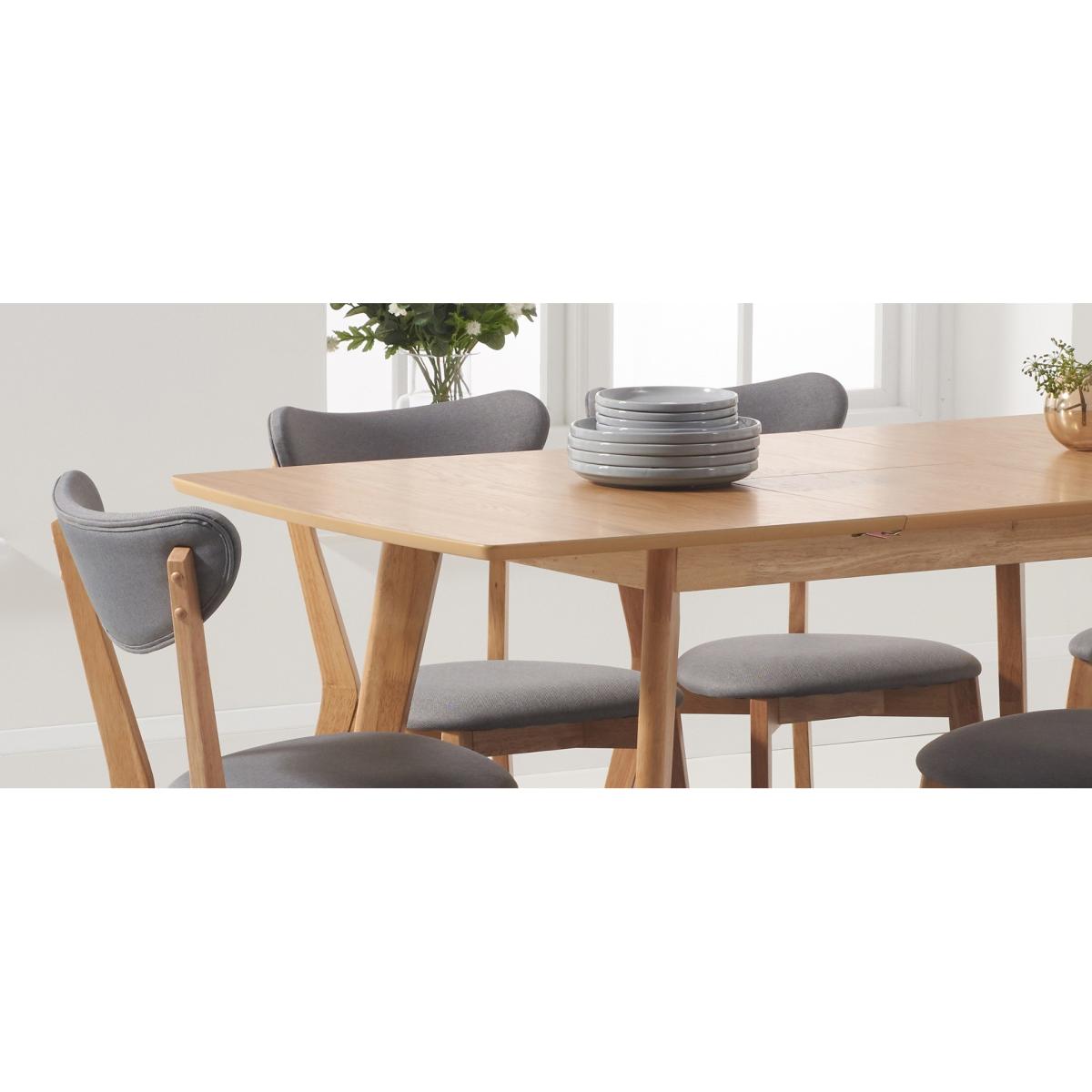 Sacha 120cm Extending Dining Table with Sacha Grey and Oak Cushion Seat Chairs - Oak and Grey, 4 Chairs – image 15