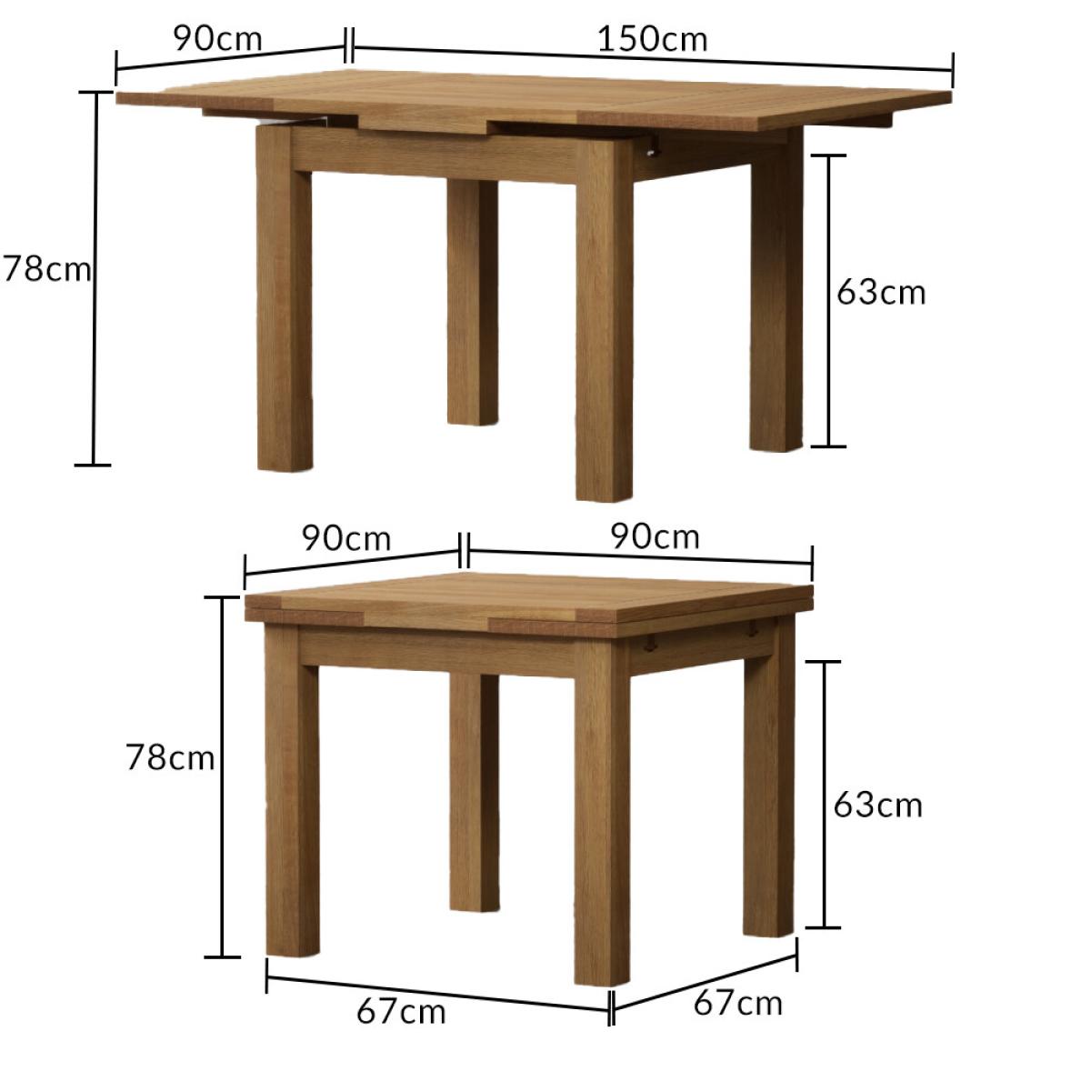 Extending Buxton 90cm Solid Oak Dining Table with 6 Brown Natural Chairs – image 29