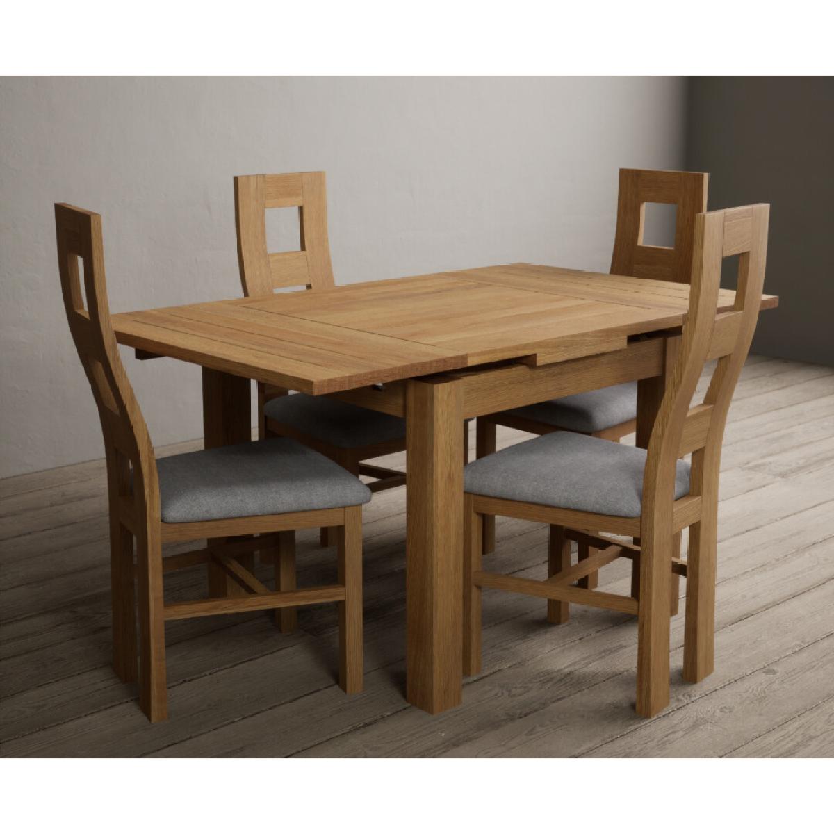 Extending Buxton 90cm Solid Oak Dining Table with 6 Brown Natural Chairs – image 5