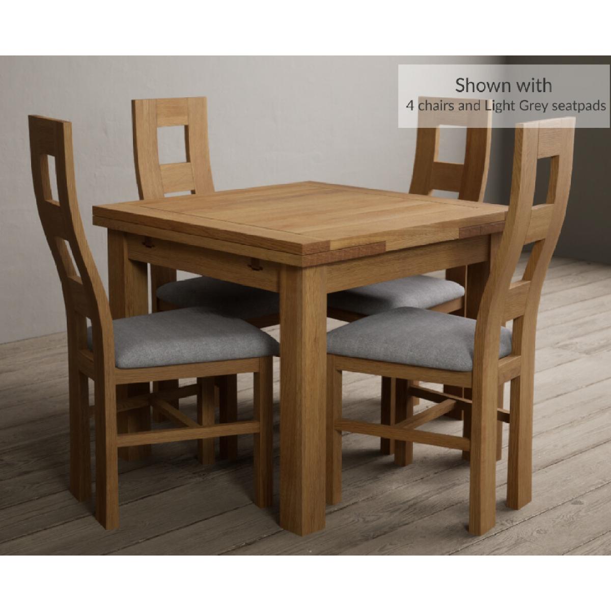Extending Buxton 90cm Solid Oak Dining Table with 6 Brown Natural Chairs – image 6