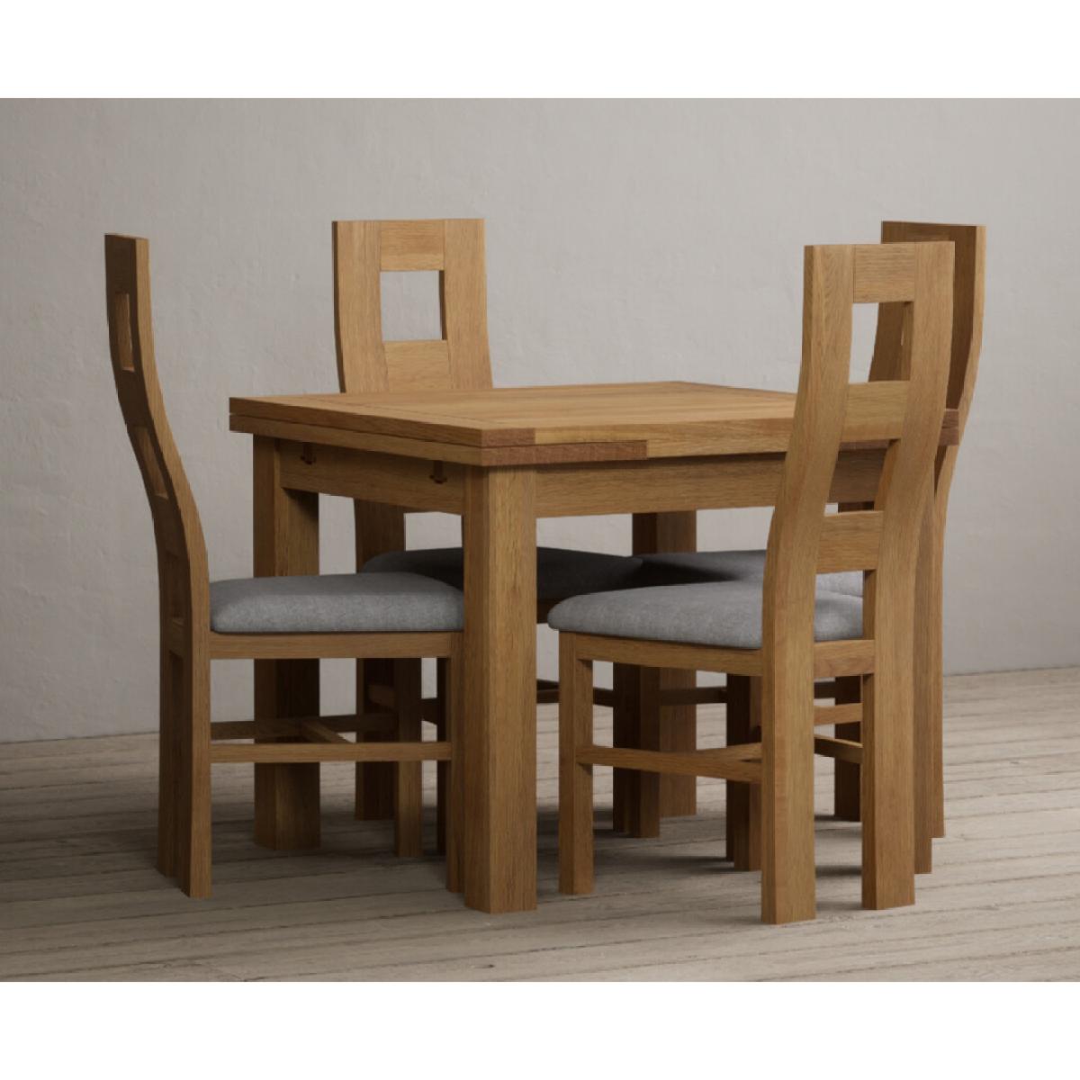 Extending Buxton 90cm Solid Oak Dining Table with 6 Brown Natural Chairs – image 7