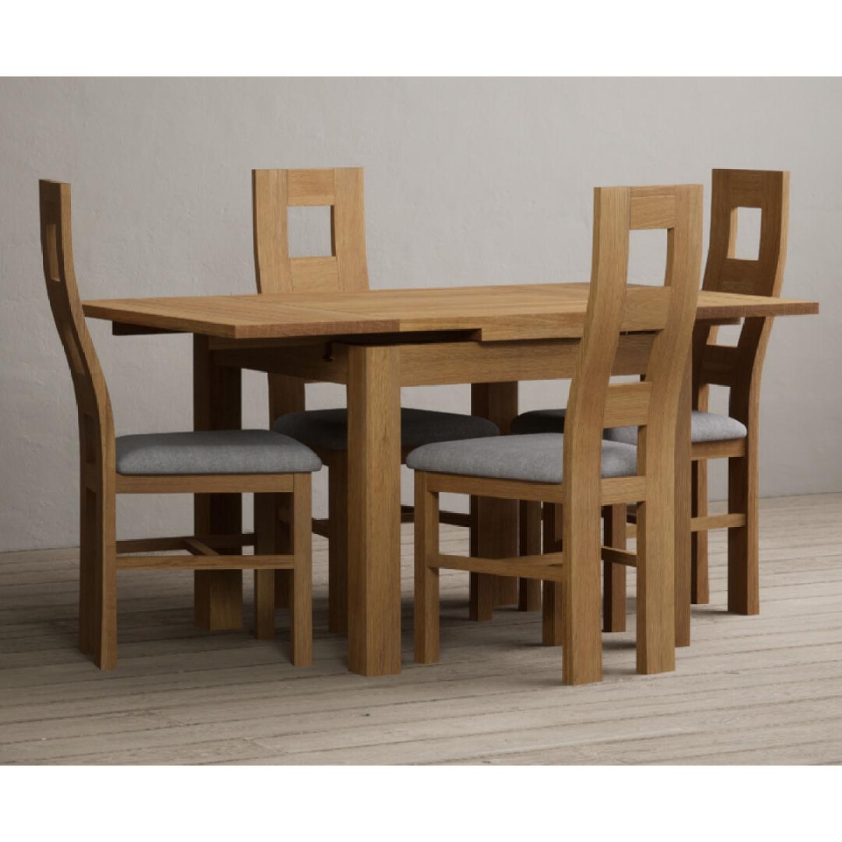 Extending Buxton 90cm Solid Oak Dining Table with 6 Brown Natural Chairs – image 8