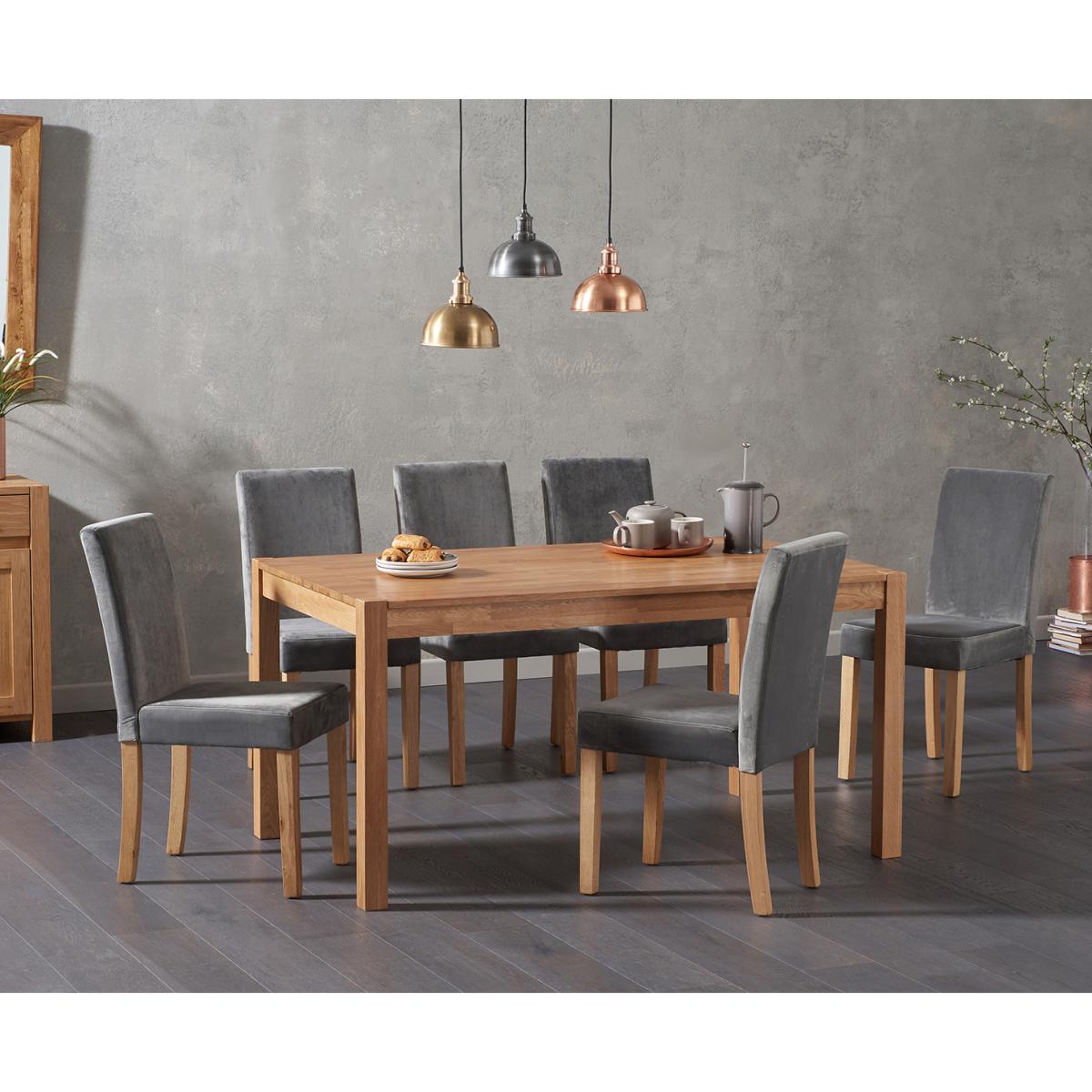 York 150cm Solid Oak Dining Table with 4 Grey Lila Chairs – image 2
