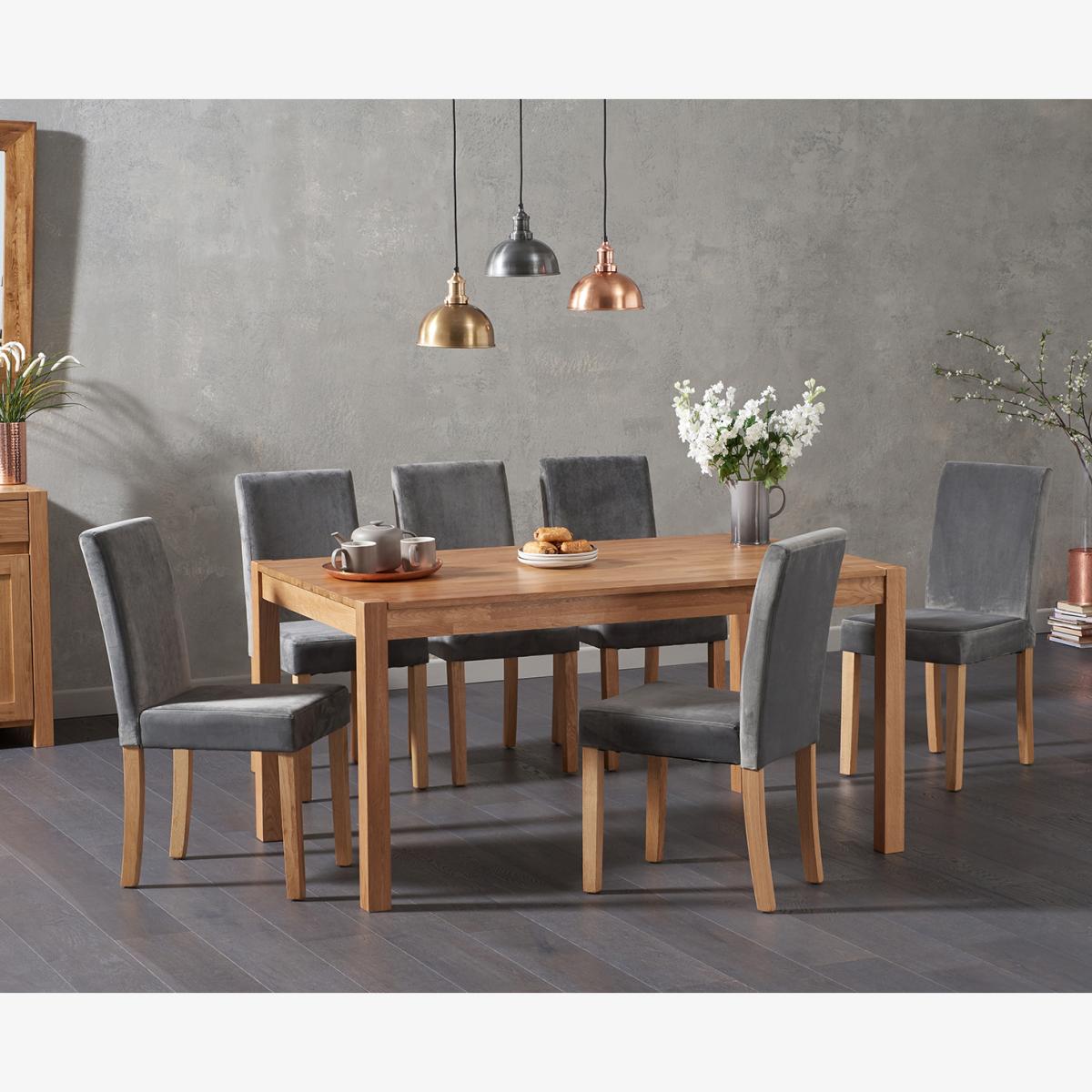 York 150cm Solid Oak Dining Table with 4 Grey Lila Chairs – image 1