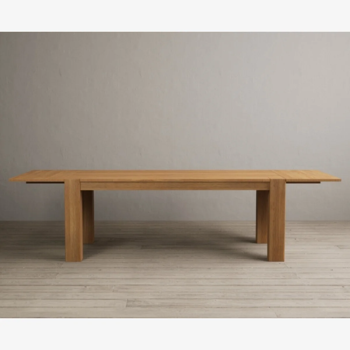 Extending Sheringham 200cm Solid Oak Dining Table with 6 Light Grey Orson Chairs – image 1