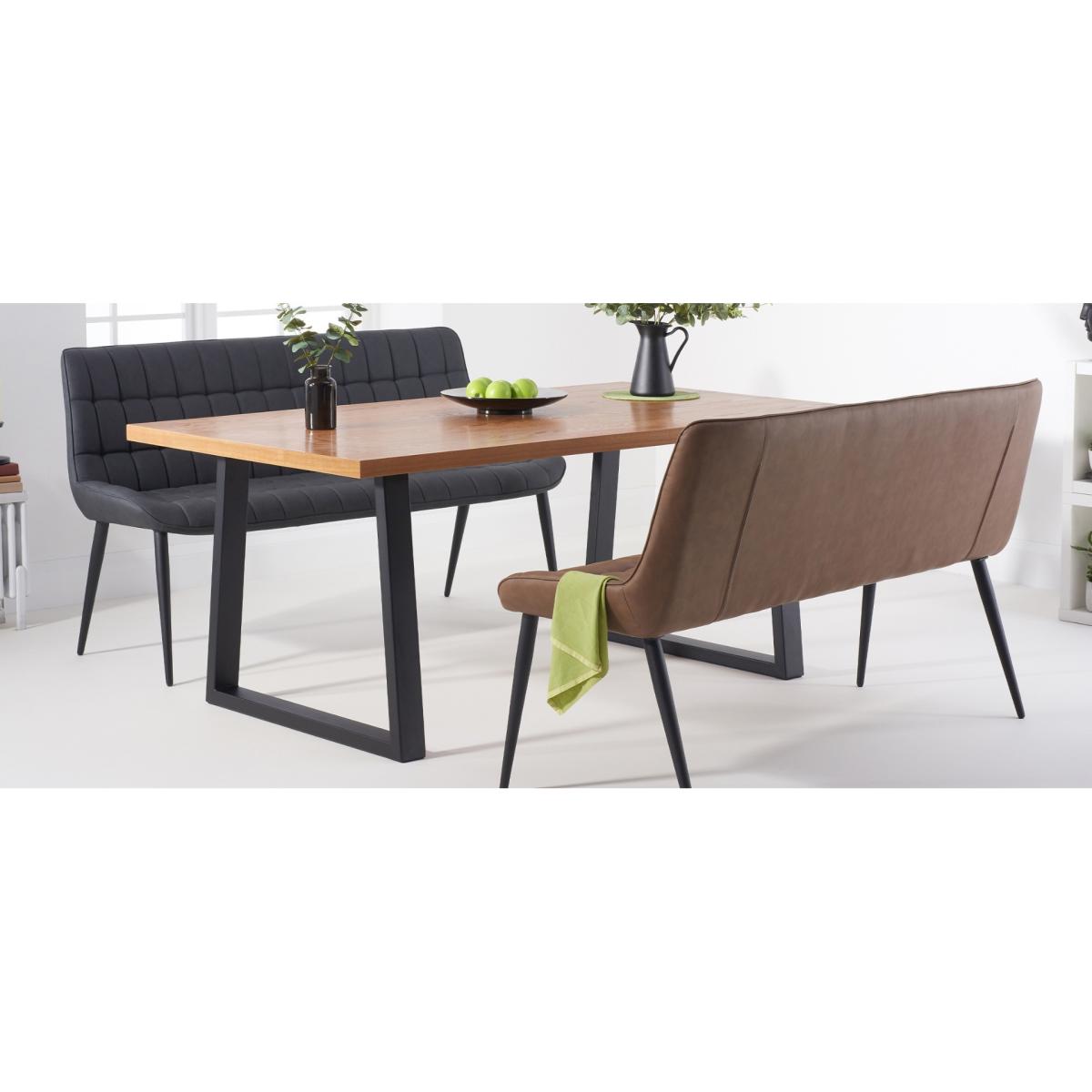 Thetford 150cm Oak Dining Table with Thetford 45cm Oak Extensions with 2 Brown Larson Chairs with 2 Brown Benches – image 31