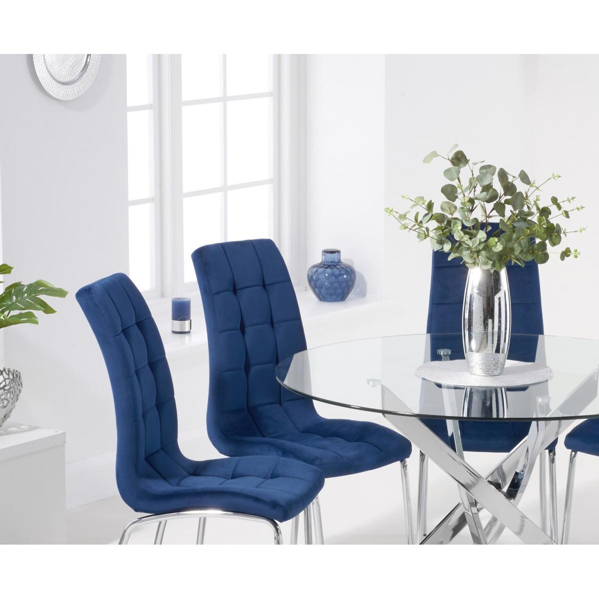 Denver 110cm Glass Dining Table With 6 Grey Enzo Velvet Chairs – image 4