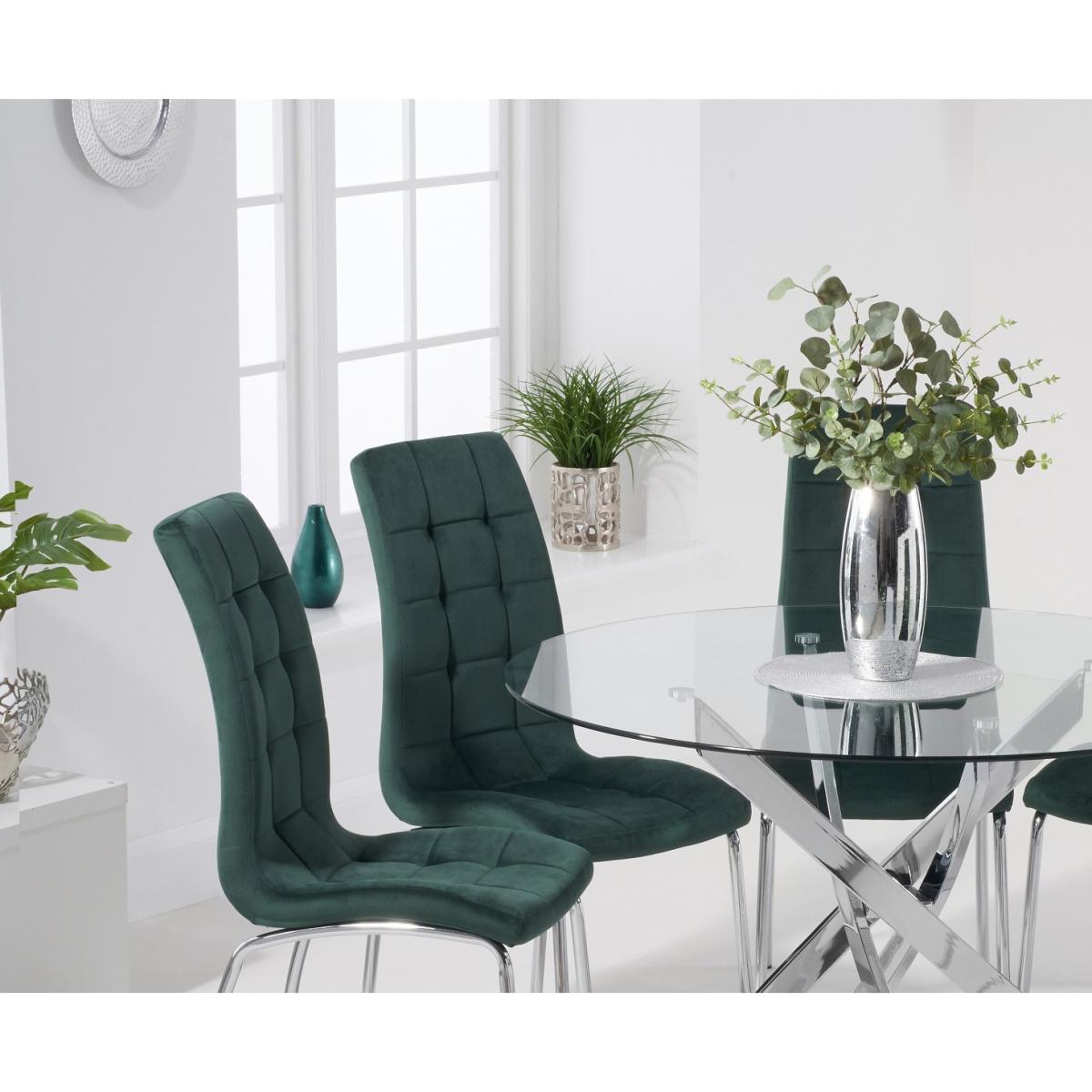 Denver 110cm Glass Dining Table With 6 Grey Enzo Velvet Chairs – image 5