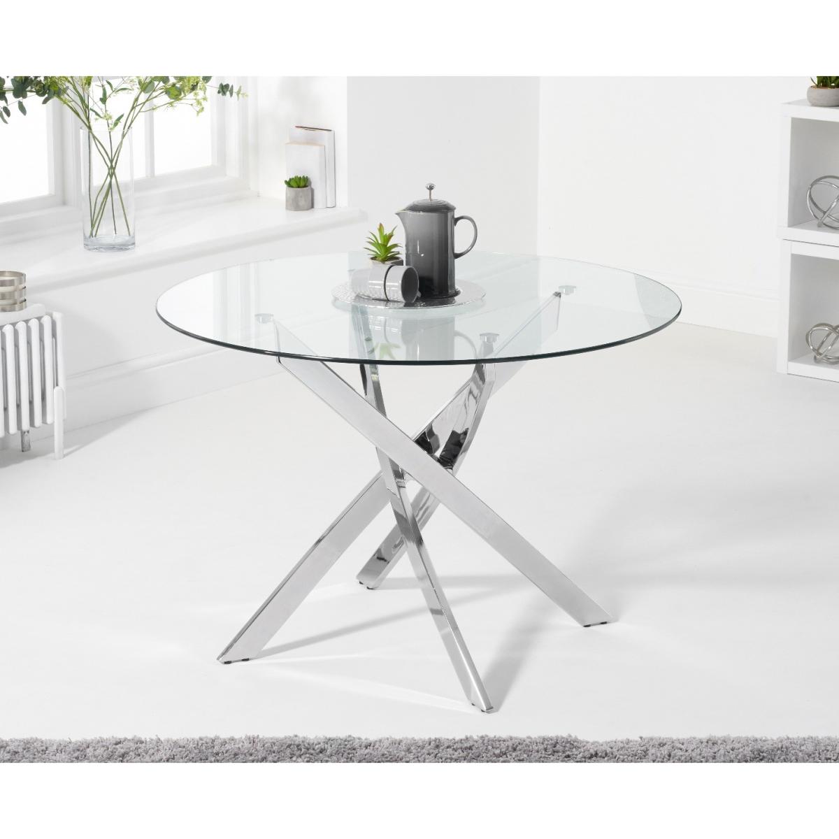 Denver 110cm Glass Dining Table With 6 Grey Enzo Velvet Chairs – image 7