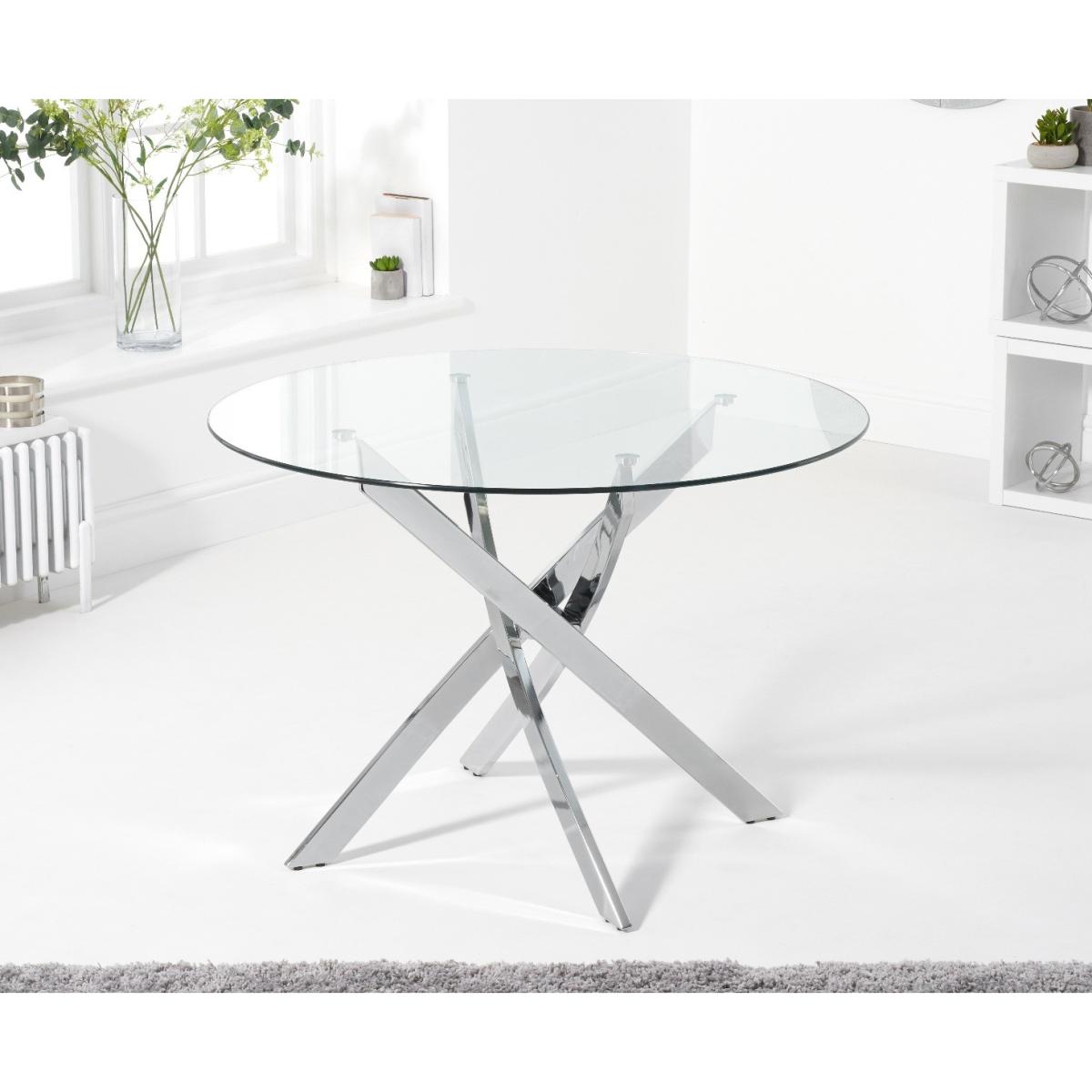 Denver 110cm Glass Dining Table With 6 Grey Enzo Velvet Chairs – image 8