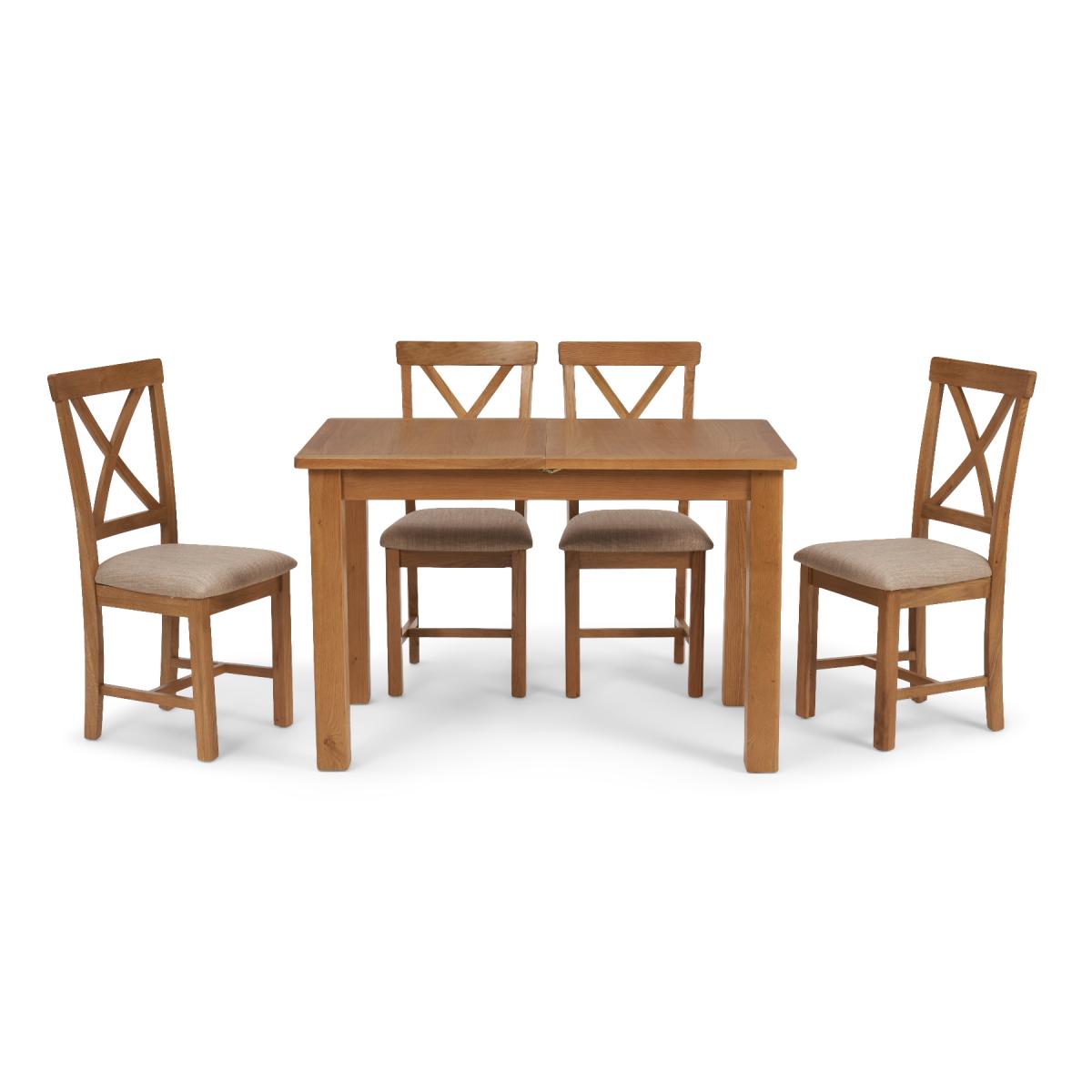 Noah 120cm Extending Table with Cross Back Chairs - Oak, 4 Chairs – image 6