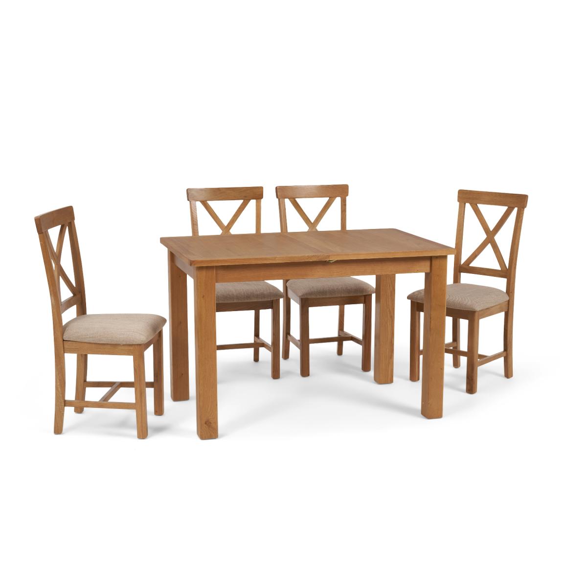 Noah 120cm Extending Table with Cross Back Chairs - Oak, 4 Chairs – image 7