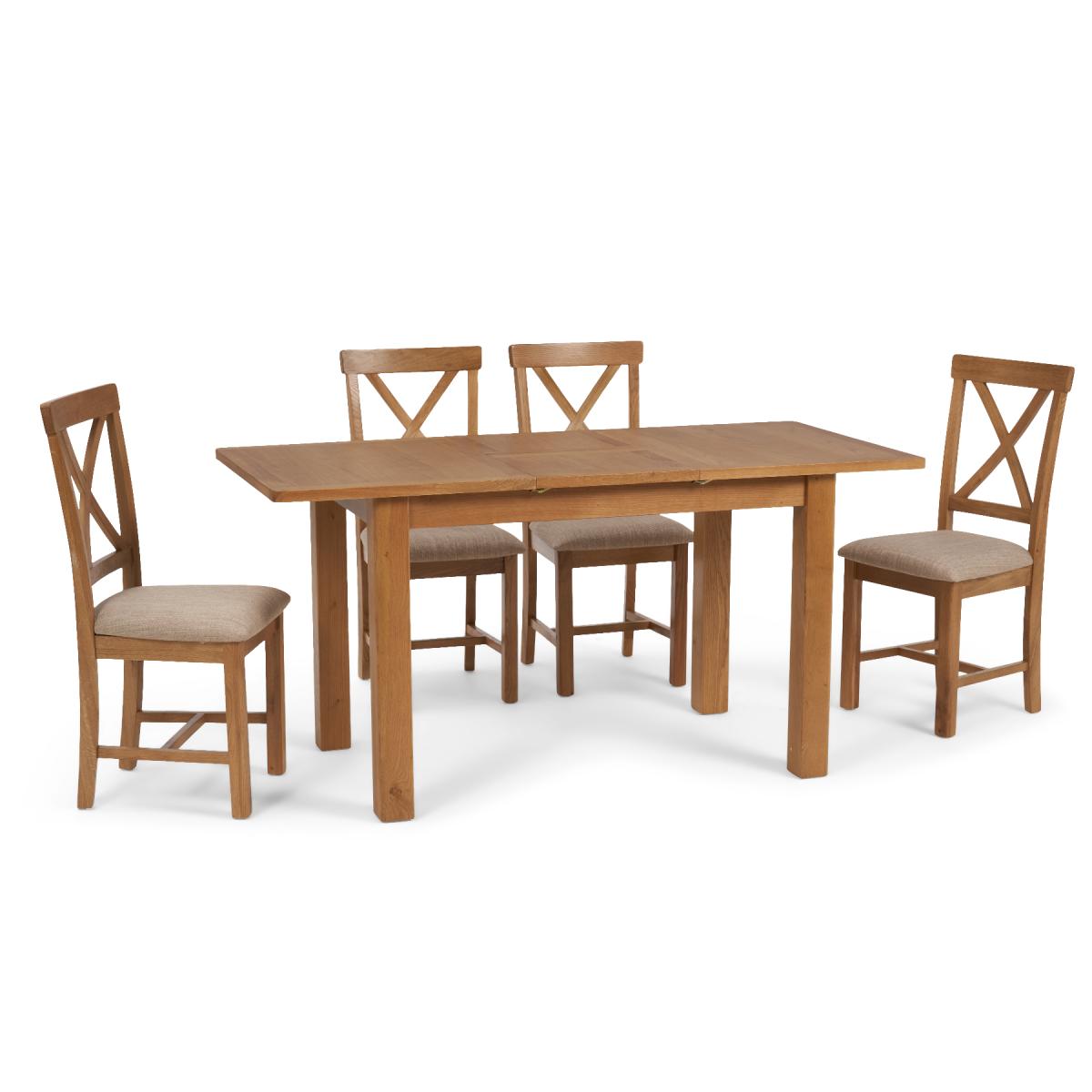 Noah 120cm Extending Table with Cross Back Chairs - Oak, 4 Chairs – image 8