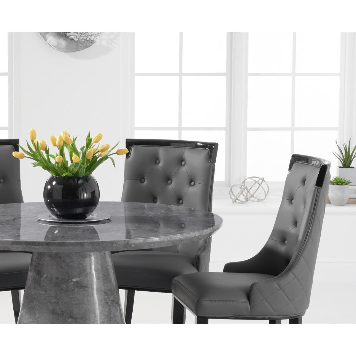Ravello 130cm Round Grey Marble Dining Table With 6 Cream Francesca Chairs – image 2