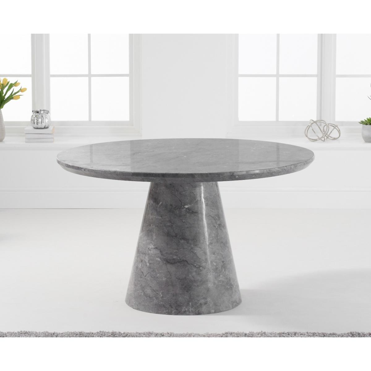 Ravello 130cm Round Grey Marble Dining Table With 6 Cream Francesca Chairs – image 4