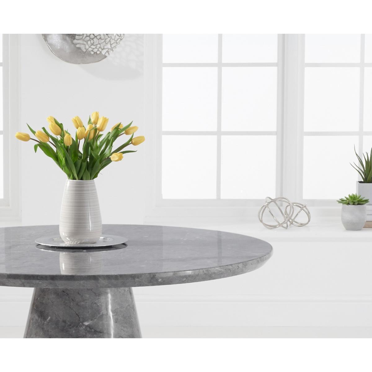 Ravello 130cm Round Grey Marble Dining Table With 6 Cream Francesca Chairs – image 5